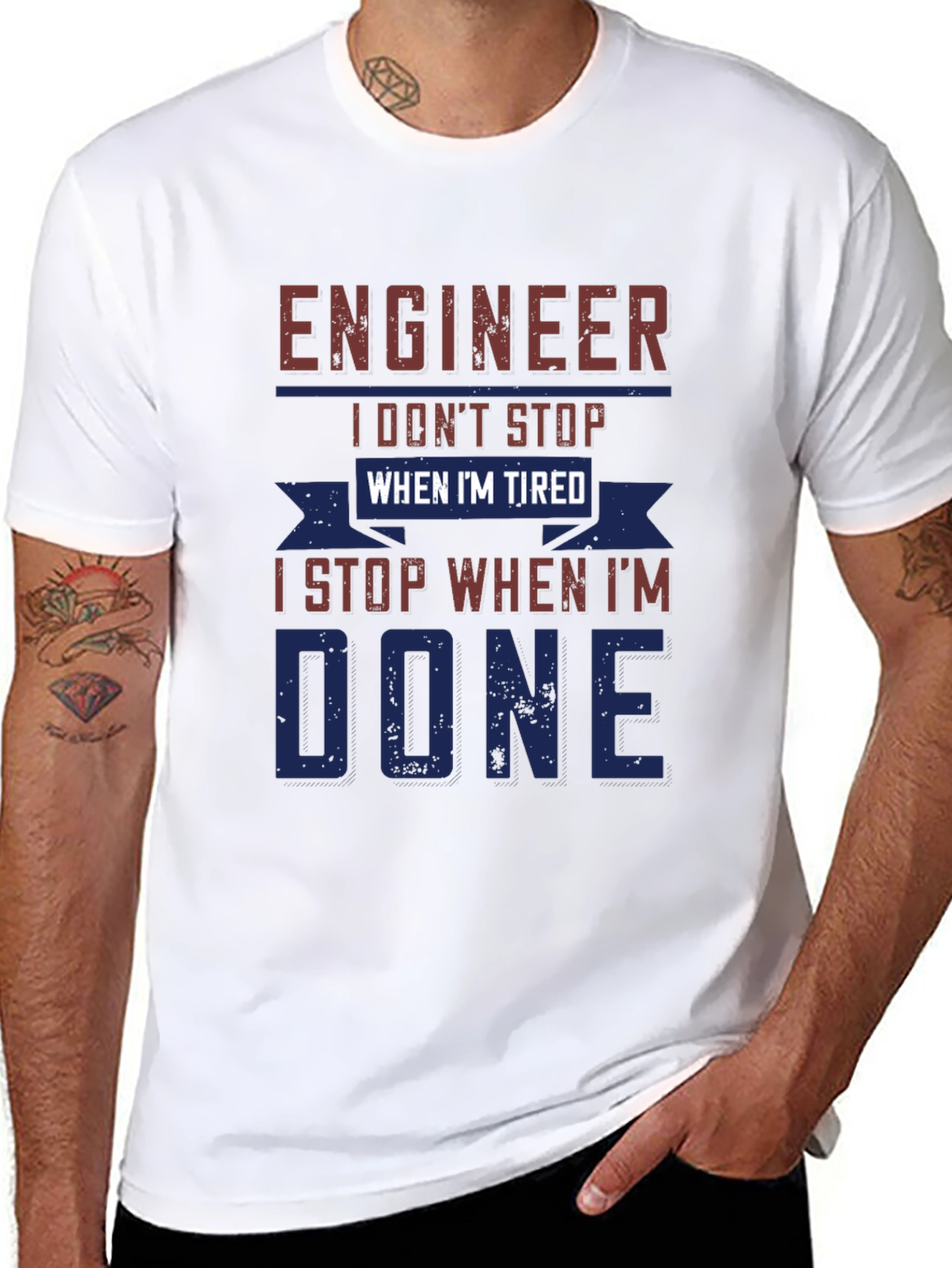 Black Engineer Tired Done T-Shirt Funny Job Gift view 8