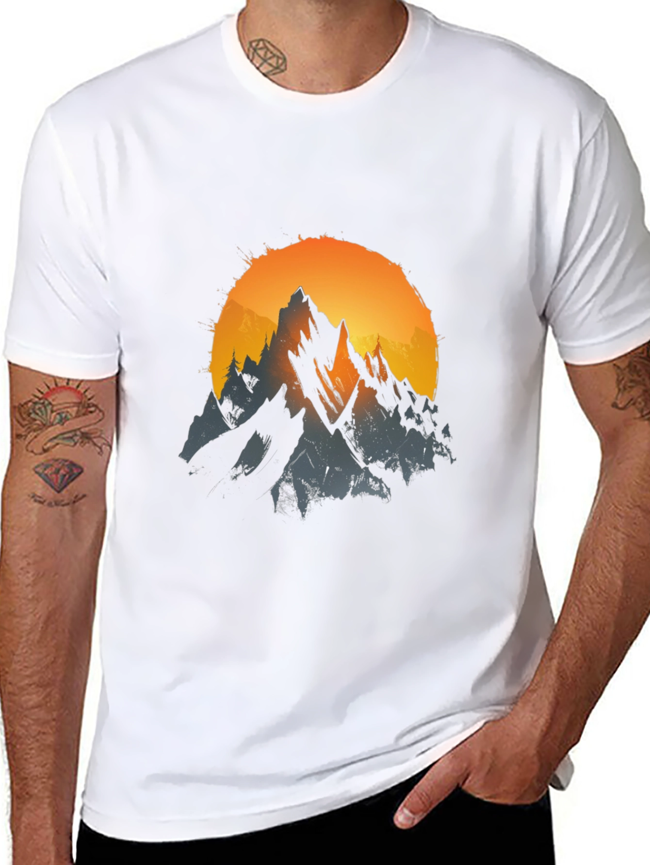 Black Mountain Sunset Graphic Tee - Black Cotton Blend view 8