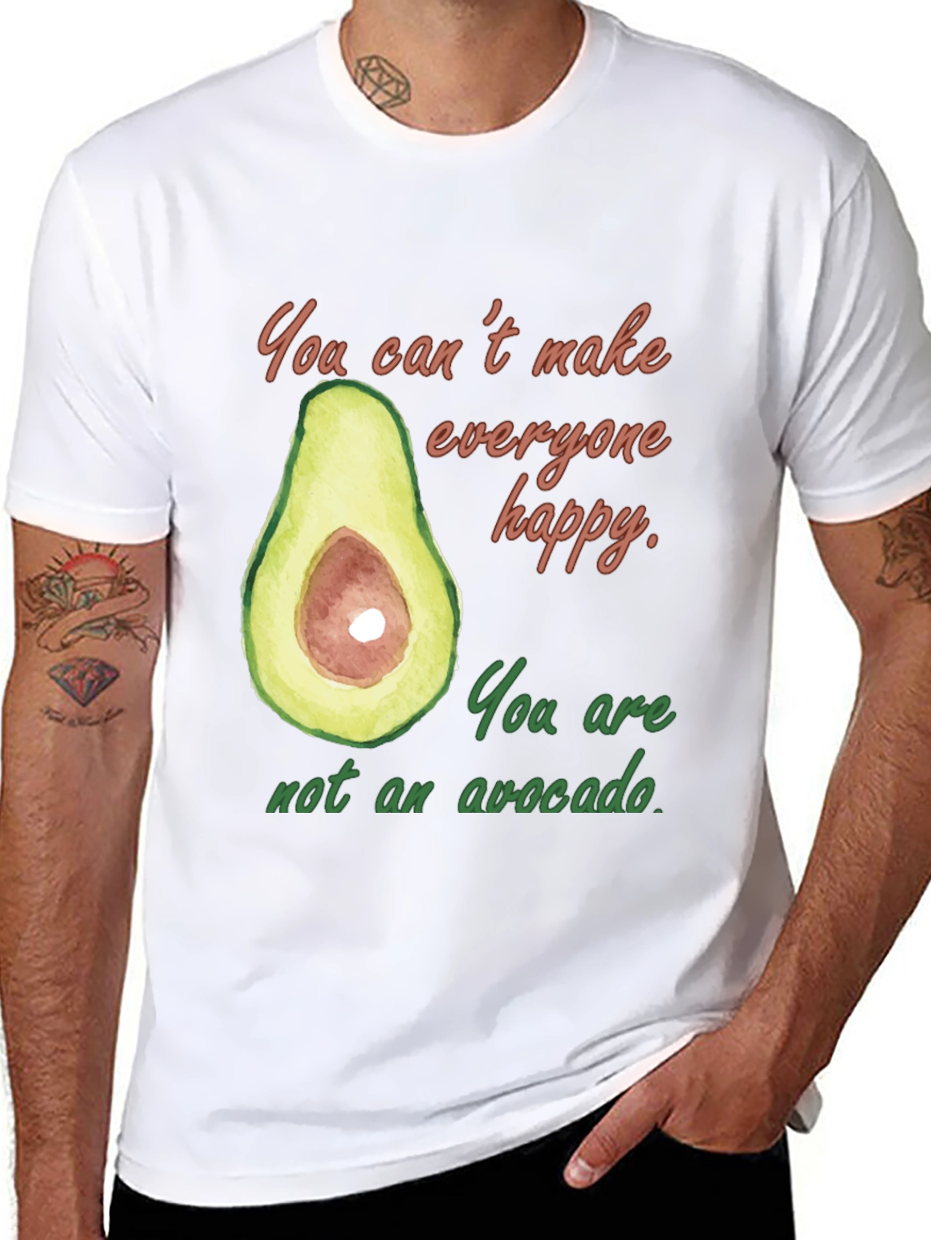 Black Funny Avocado Graphic T-Shirt - You Can't Make Everyone Happy view 8