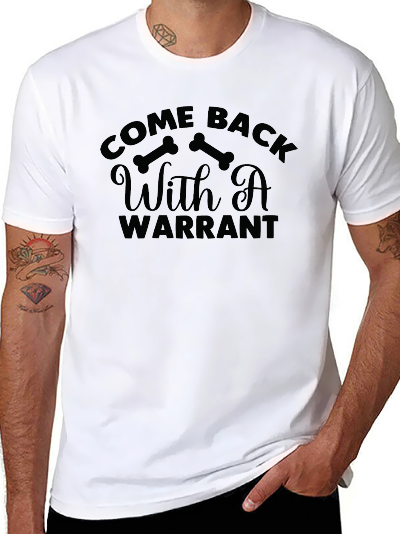 Black Come Back With A Warrant Graphic T-Shirt view 8