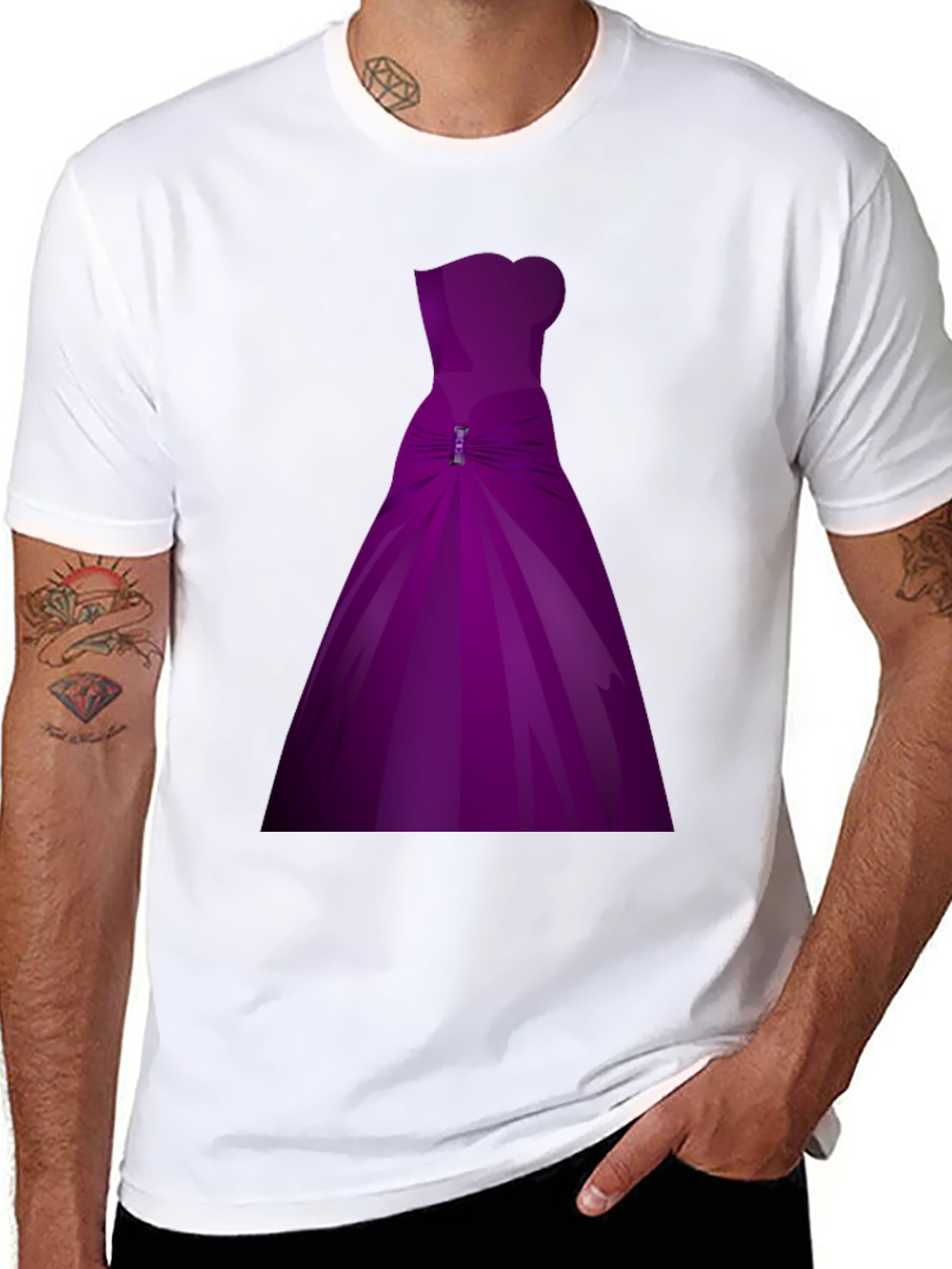Black Purple Dress Graphic T-Shirt view 8