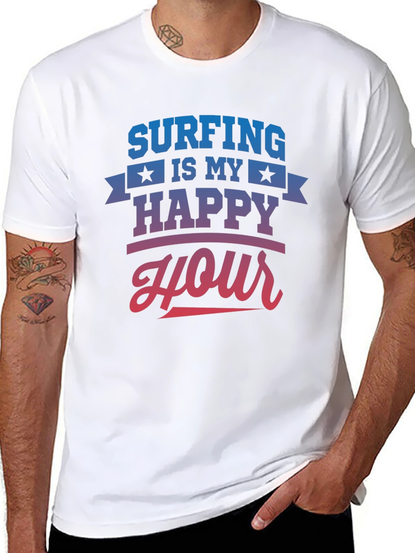 Black Surfing is My Happy Hour Black T-Shirt view 8