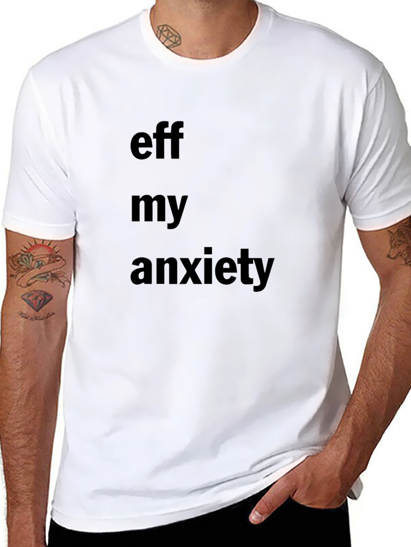 Black Eff My Anxiety Graphic Tee - Black Cotton Blend view 8