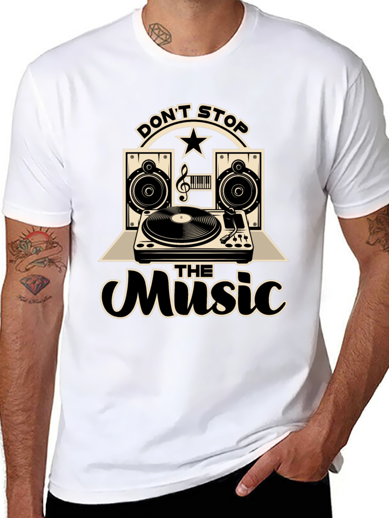 Black Don't Stop The Music Graphic T-Shirt view 8