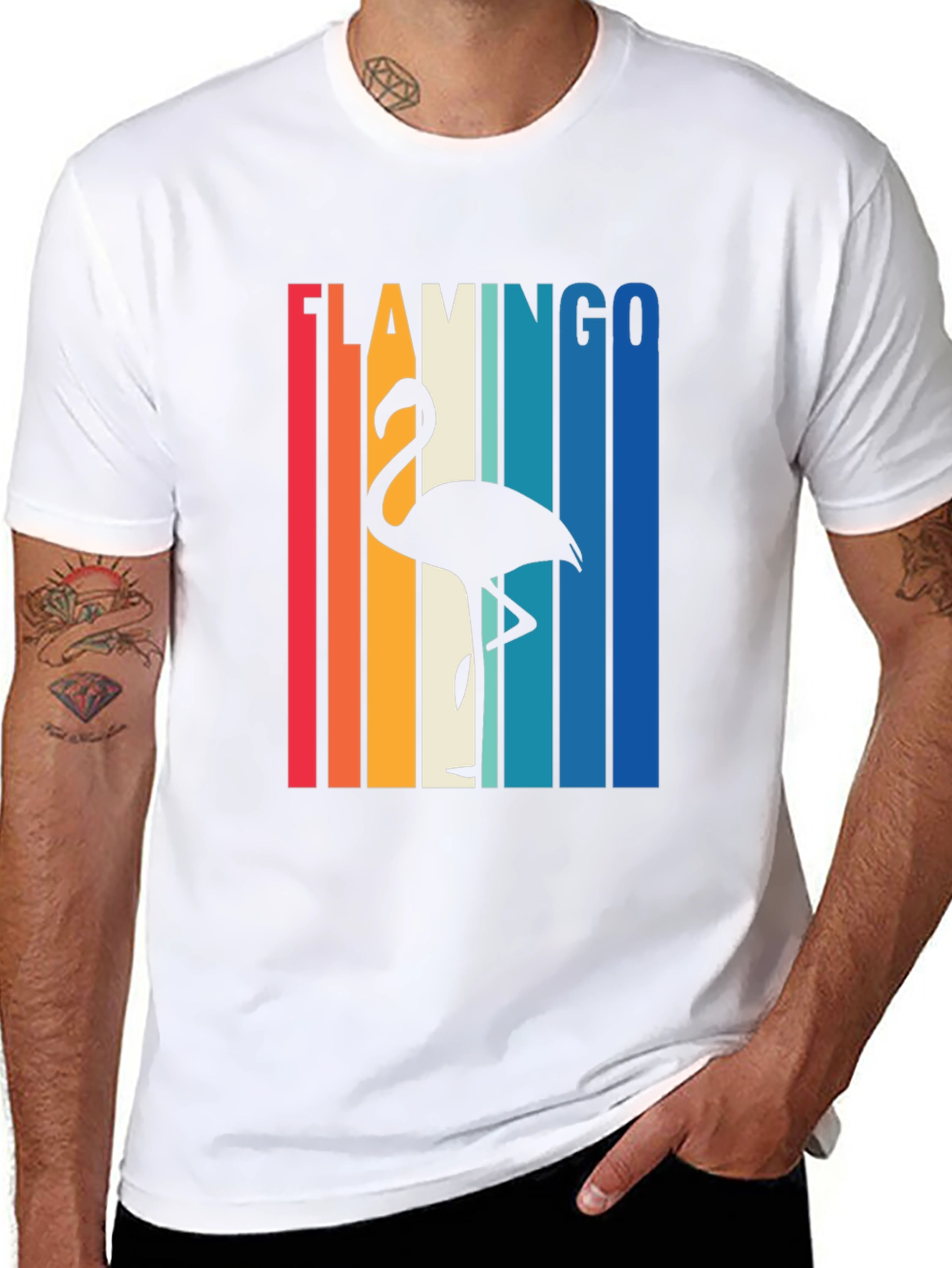 Black Retro Flamingo Graphic Tee view 8