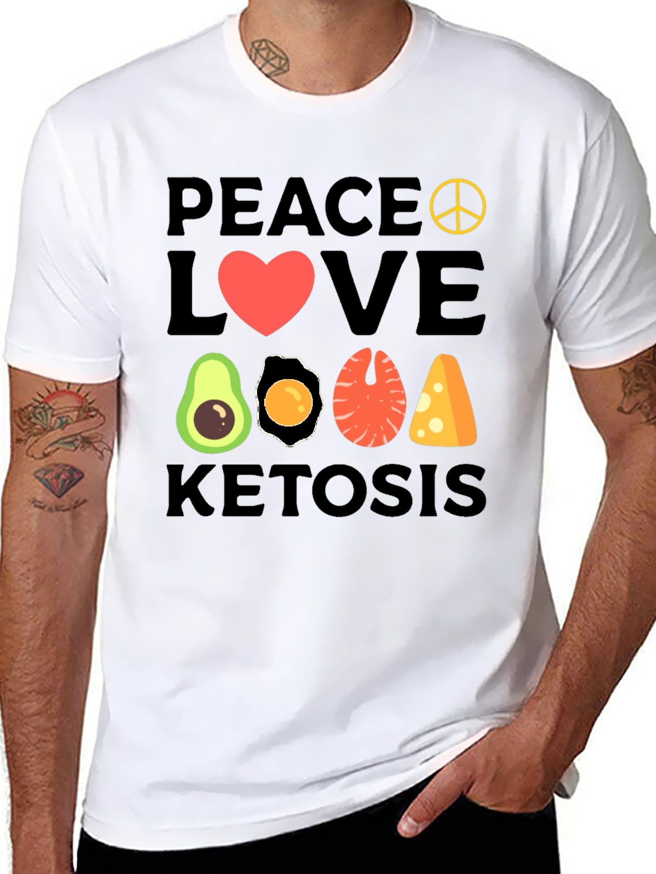 Peace Love Ketosis T-Shirt | Keto Diet Apparel - 8