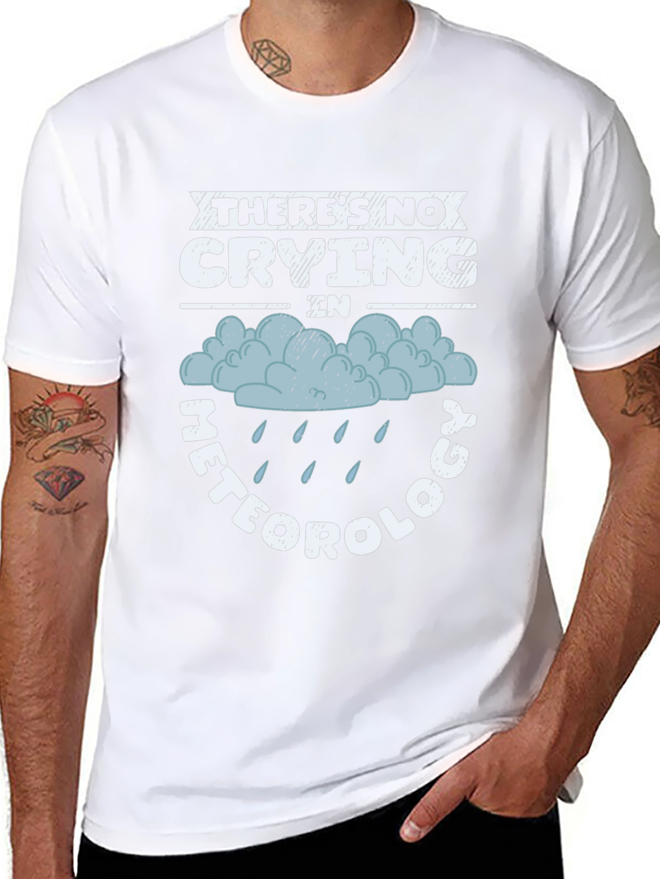 Black There's No Crying In Meteorology Funny T-Shirt view 8