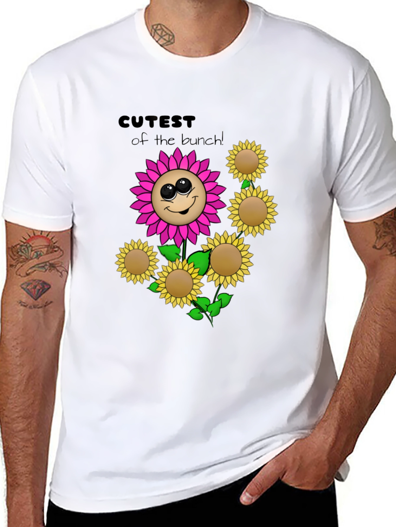 Black Cute Flower Graphic Black T-Shirt view 8