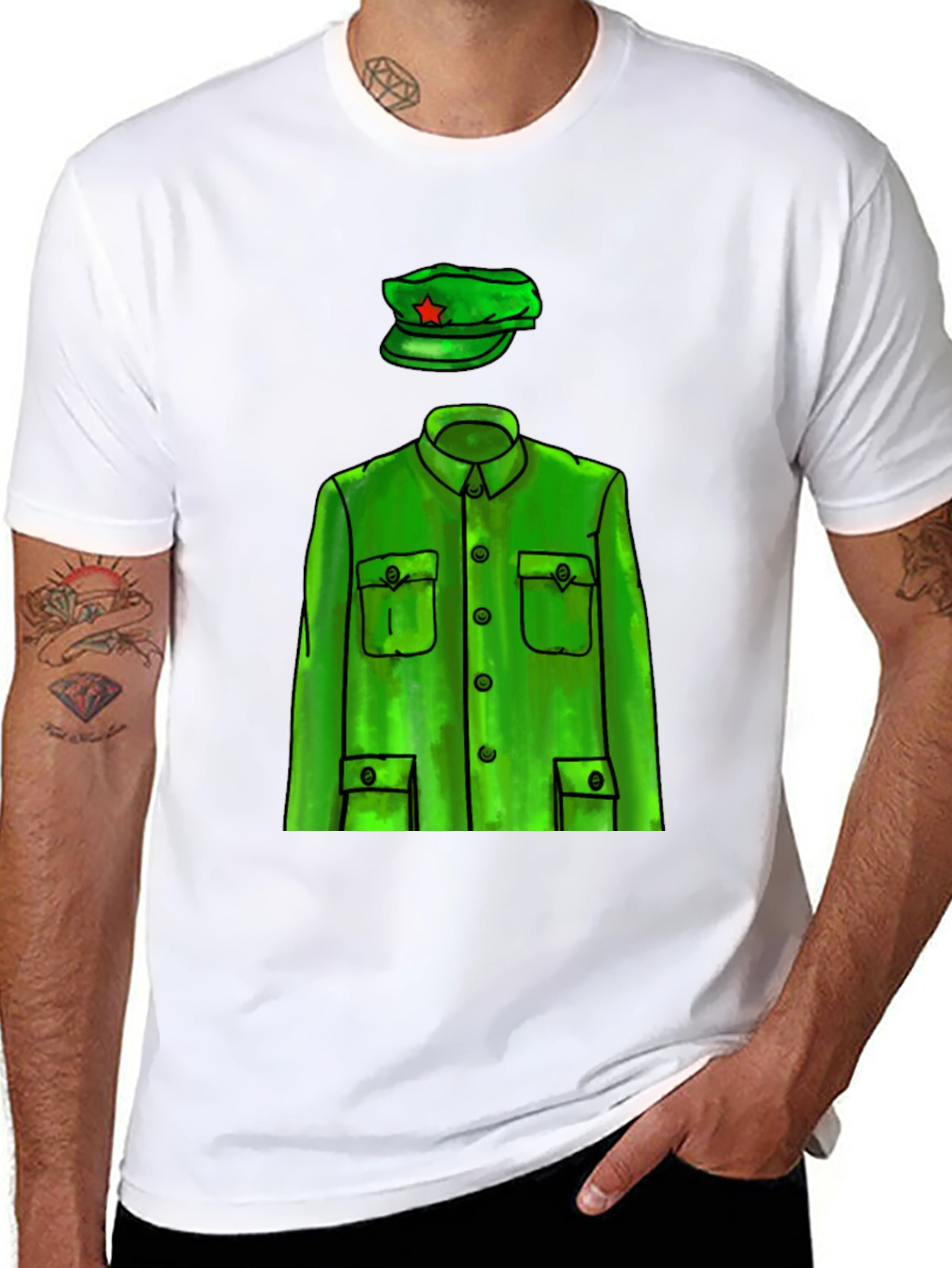 Black Retro Green Uniform T-Shirt view 8