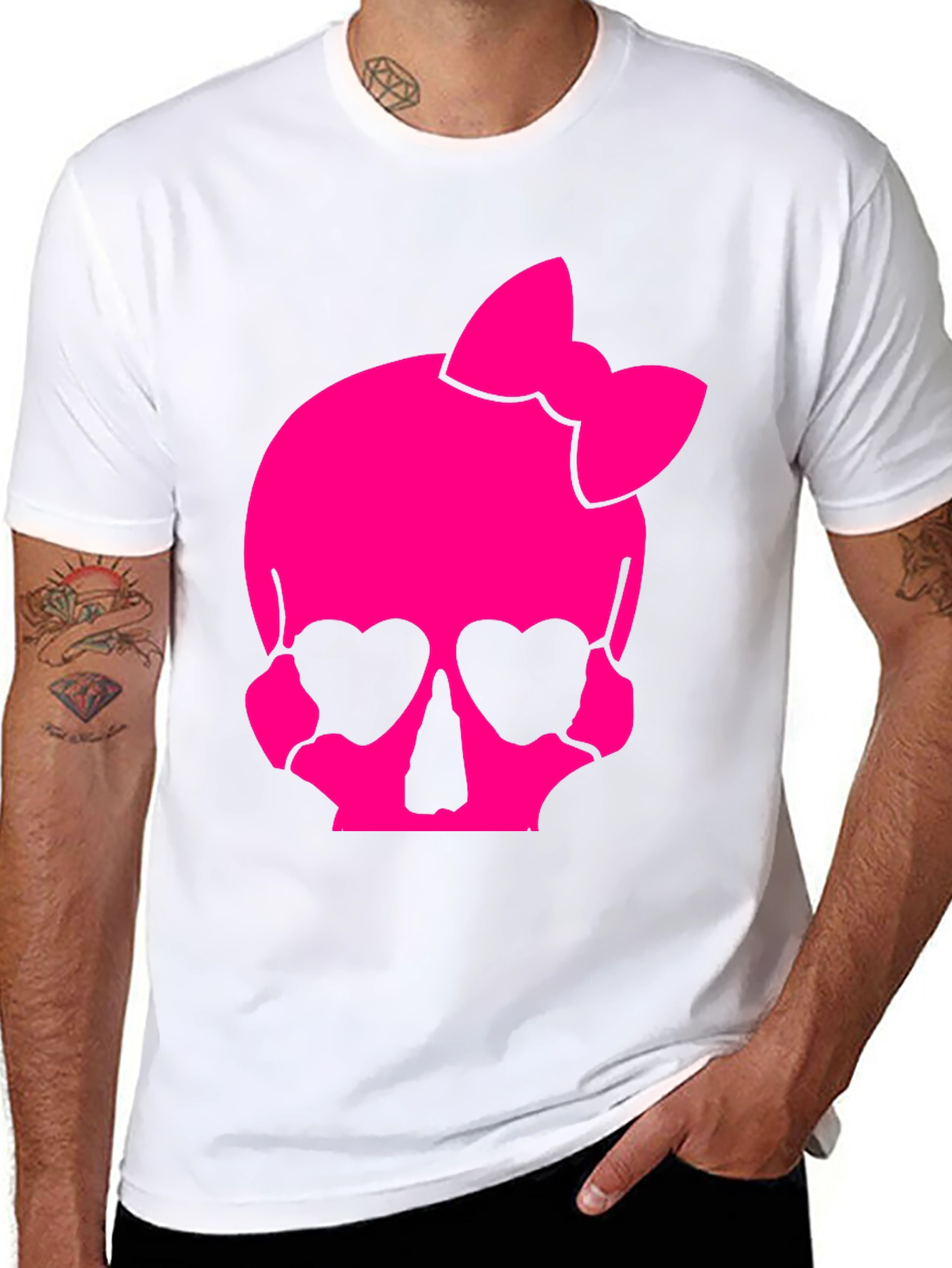 Black Skull Bow T-Shirt - Pink Gothic Style view 8