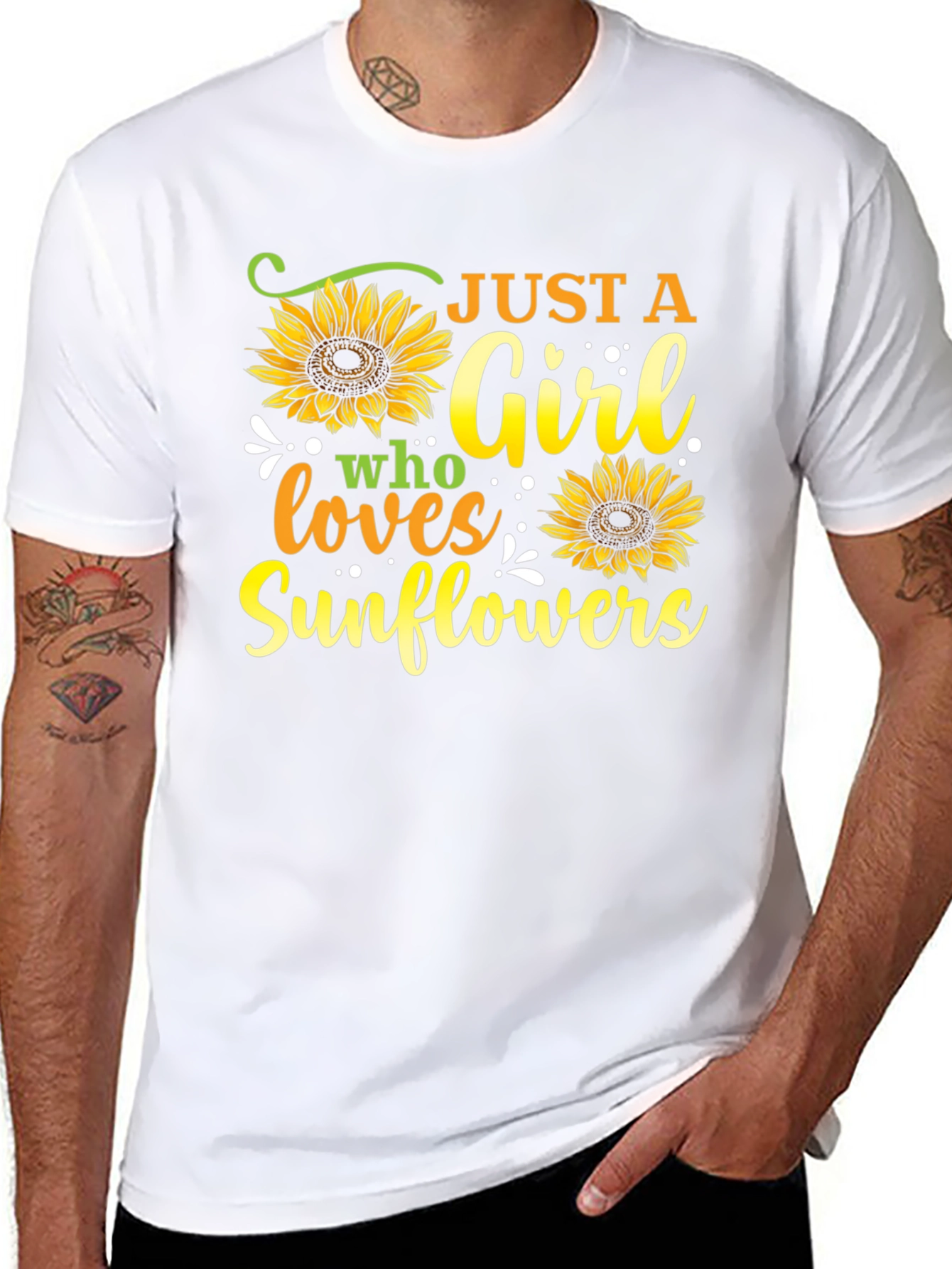 Black Just A Girl Who Loves Sunflowers Graphic Tee view 8
