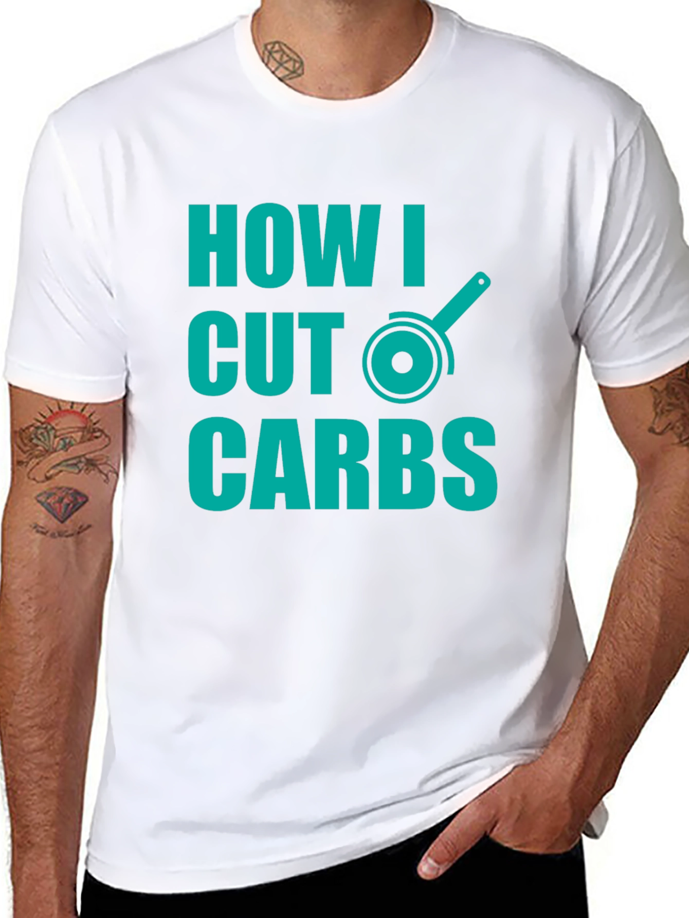 Black How I Cut Carbs T-Shirt - Funny Diet Humor Tee view 8