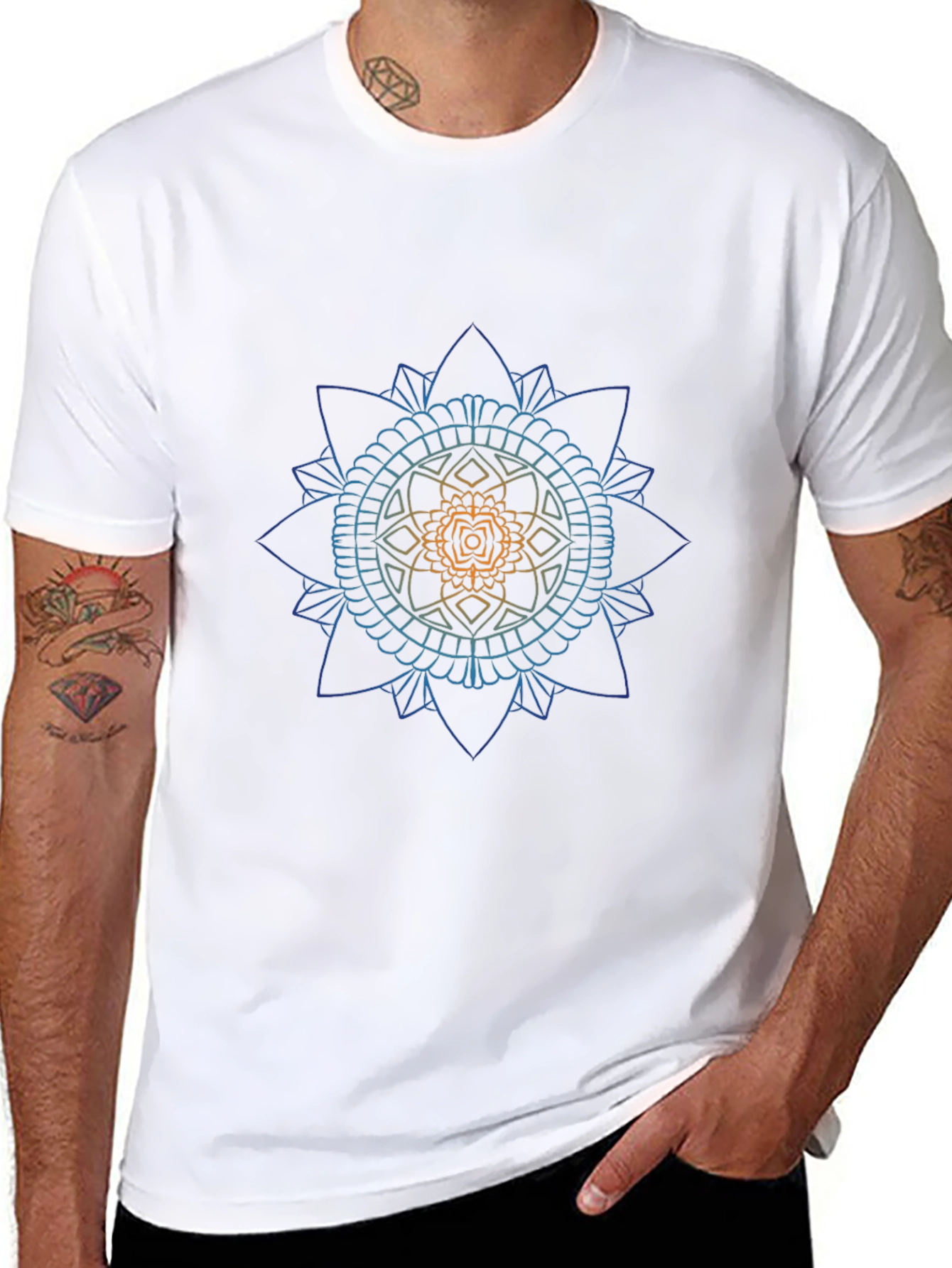 Black Mandala Graphic Print Tee - Black view 8