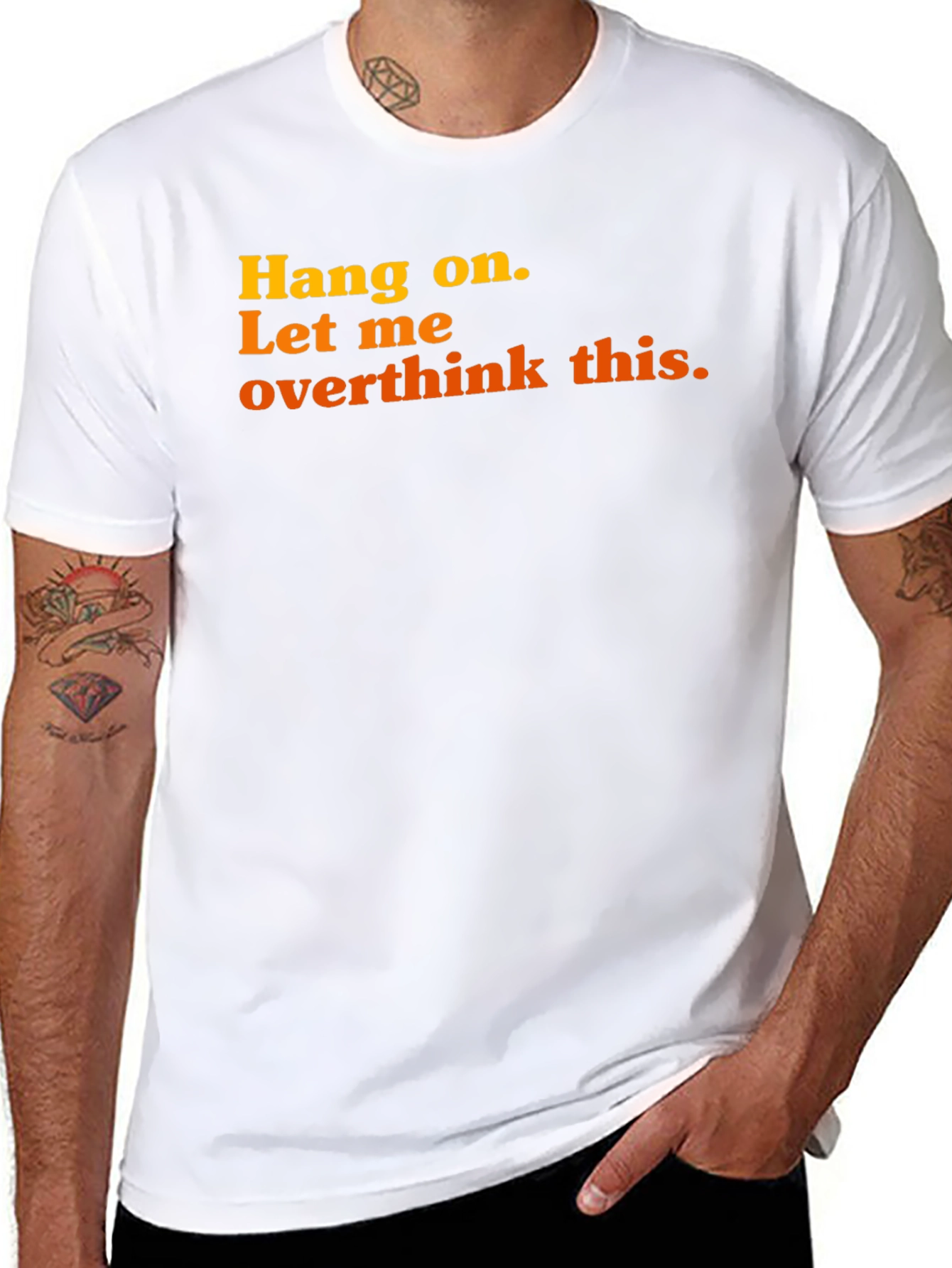 Black Hang On, Overthink This Graphic Tee view 8