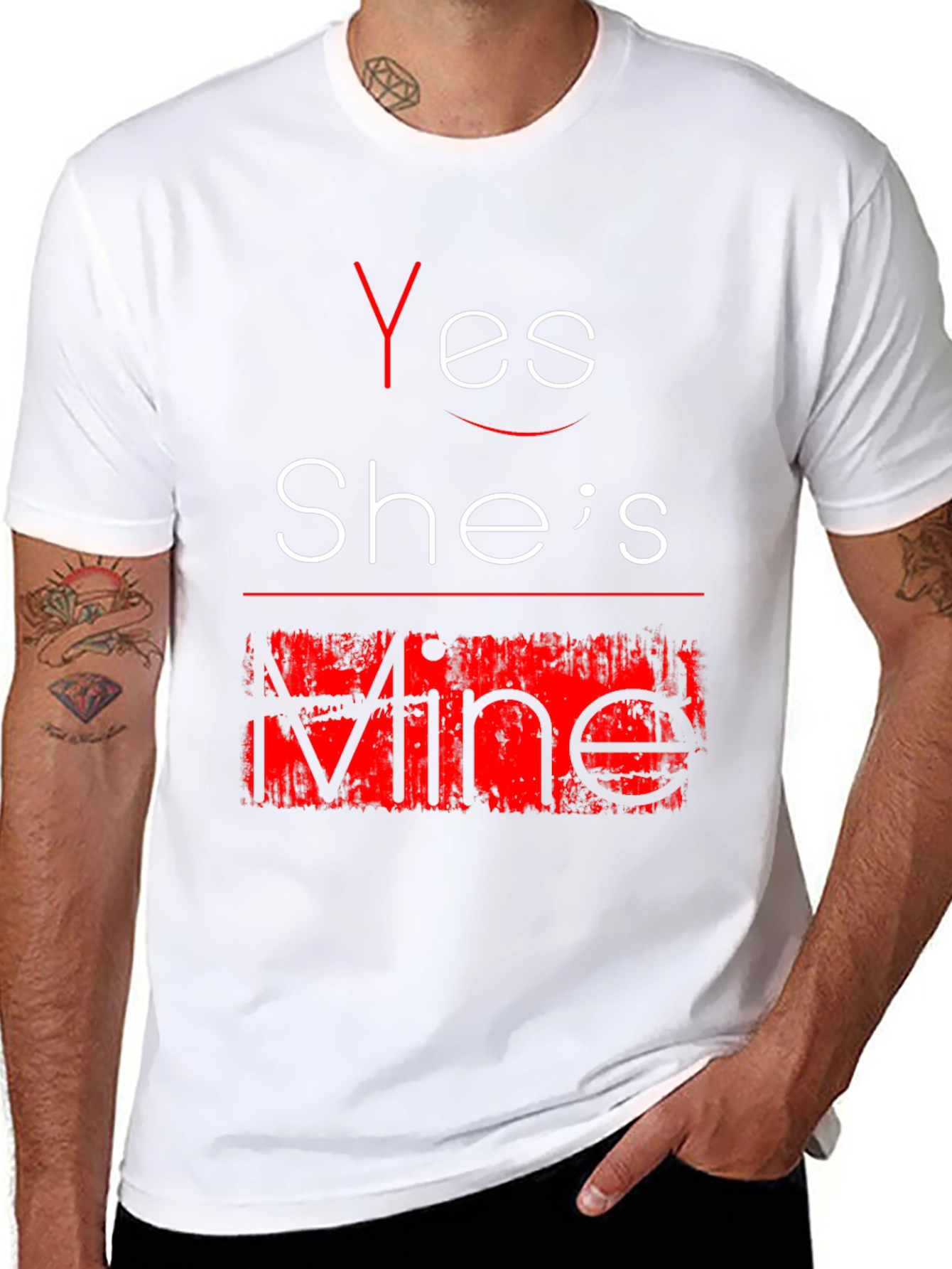 Black Yes She's Mine Funny Graphic Tee - Black T-Shirt view 8