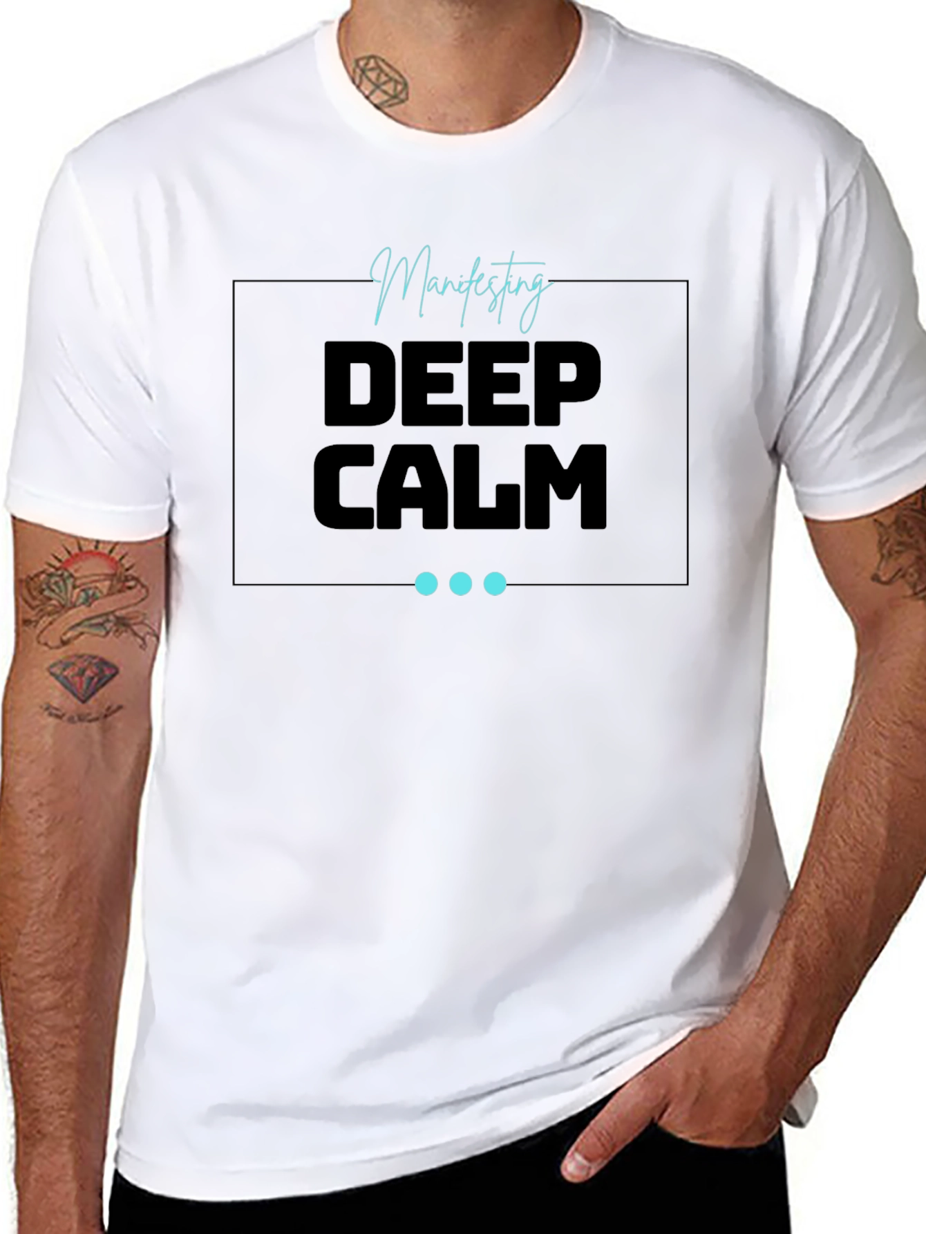 Black Manifesting Deep Calm Black T-Shirt view 8