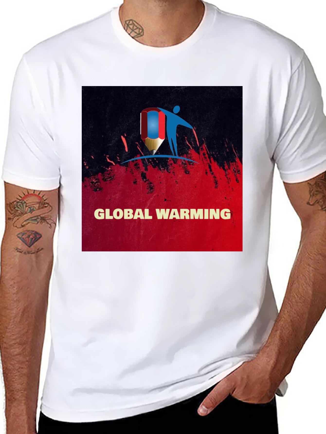 Black Global Warming Awareness Tee - Stylish Black T-Shirt view 8