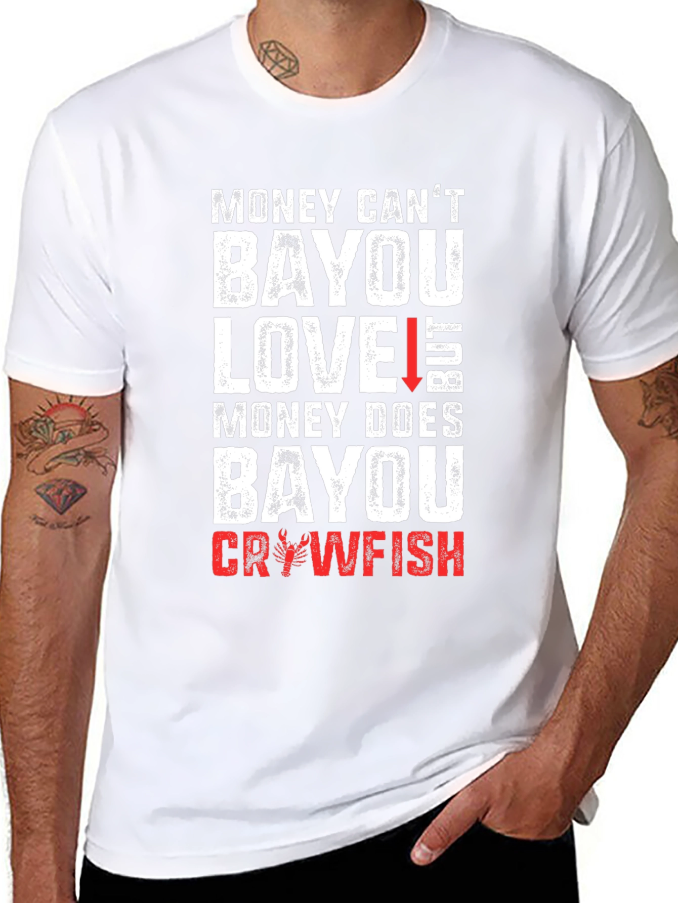 Black Money Can't Bayou Love Crawfish Graphic T-Shirt view 8