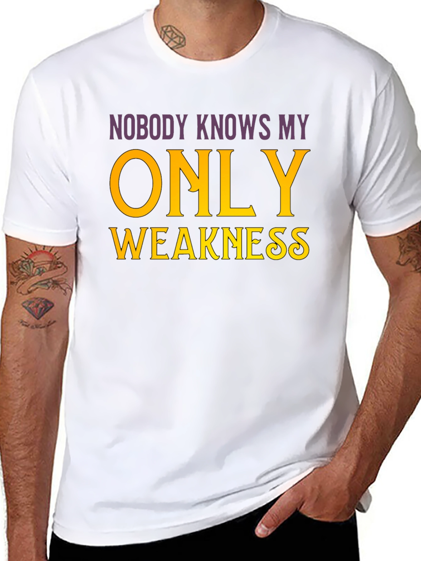 Black Nobody Knows My Only Weakness T-Shirt view 8