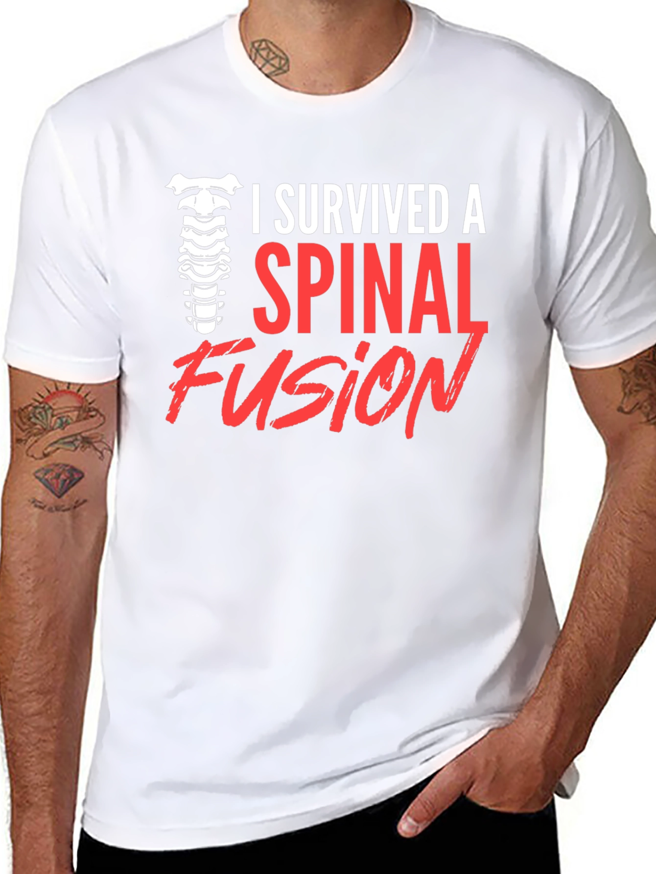 Black Spinal Fusion Survivor T-Shirt - Black view 8