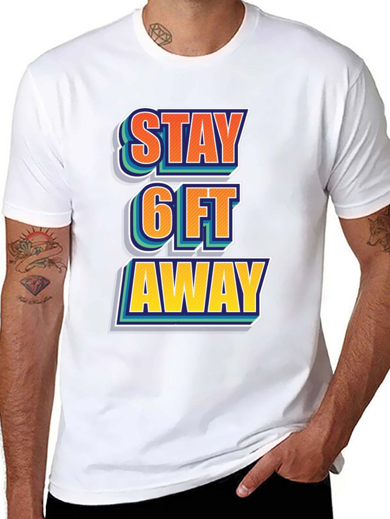 Black Stay 6ft Away Graphic Tee -  Comfortable Casual Shirt view 8