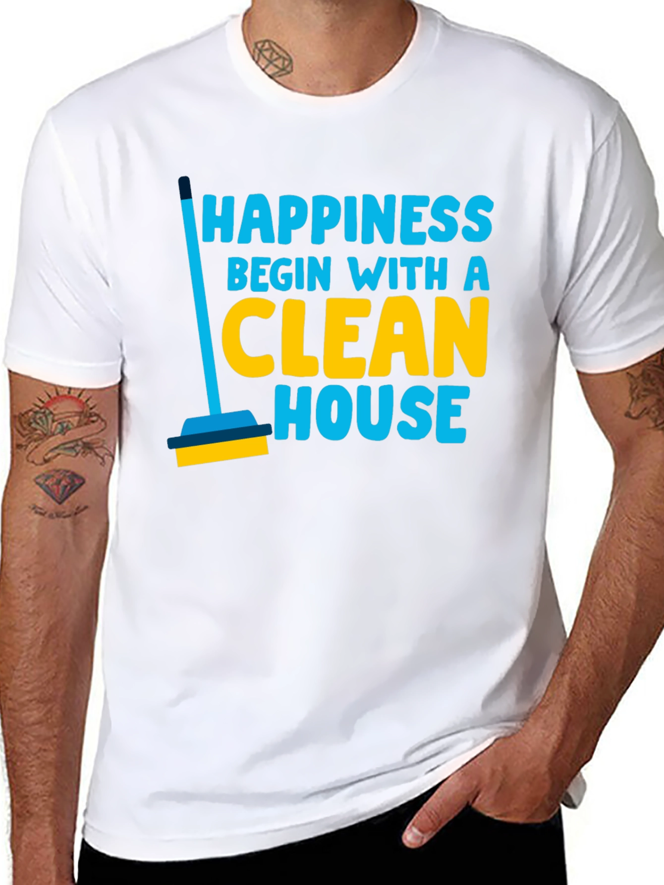 Black Happiness Begins With a Clean House Graphic T-Shirt view 8