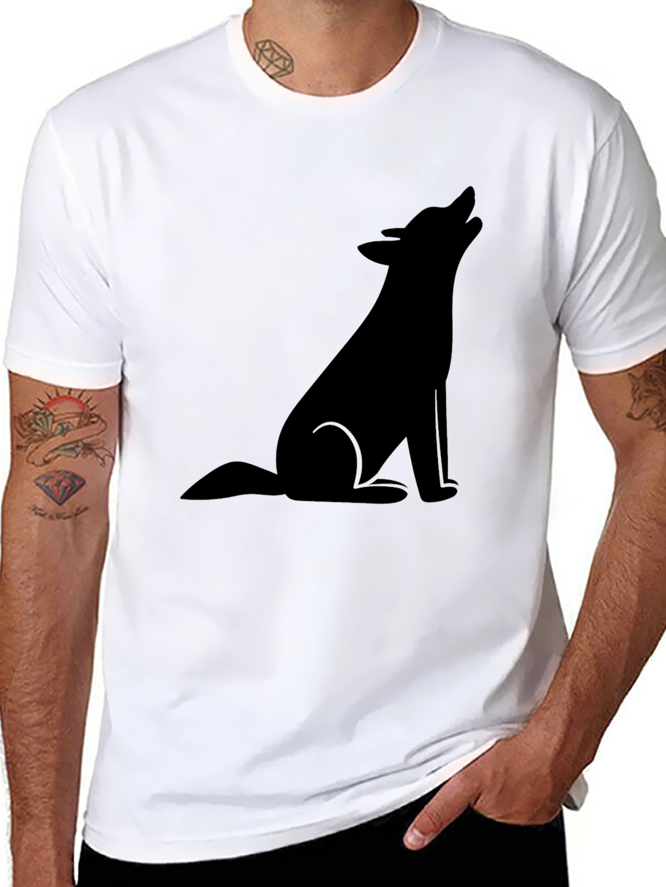 Black Black Wolf Silhouette Graphic Tee - Men's view 8