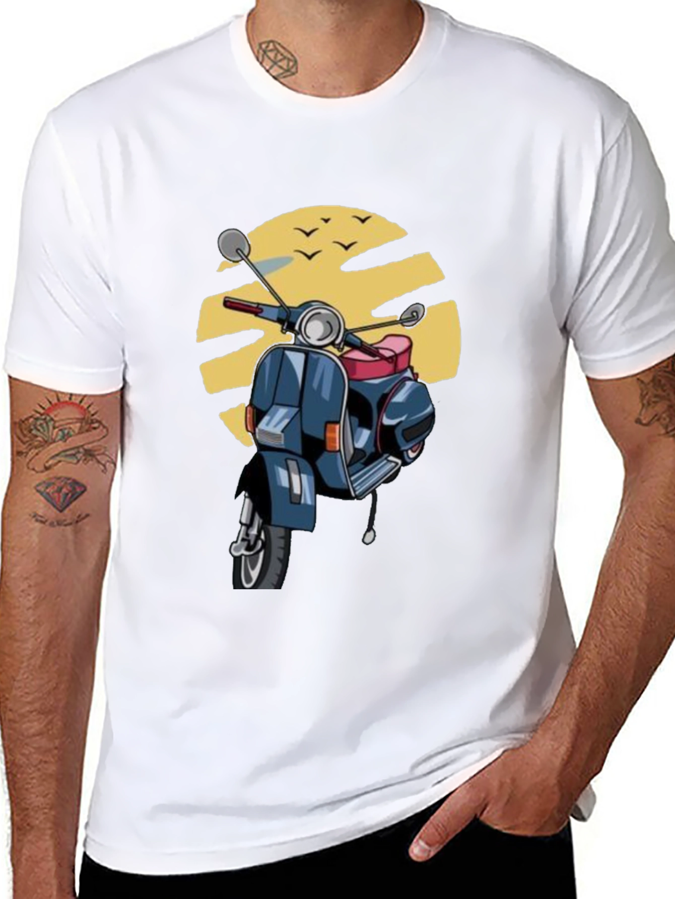 Black Retro Scooter T-Shirt - Vintage Style Graphic Tee view 8