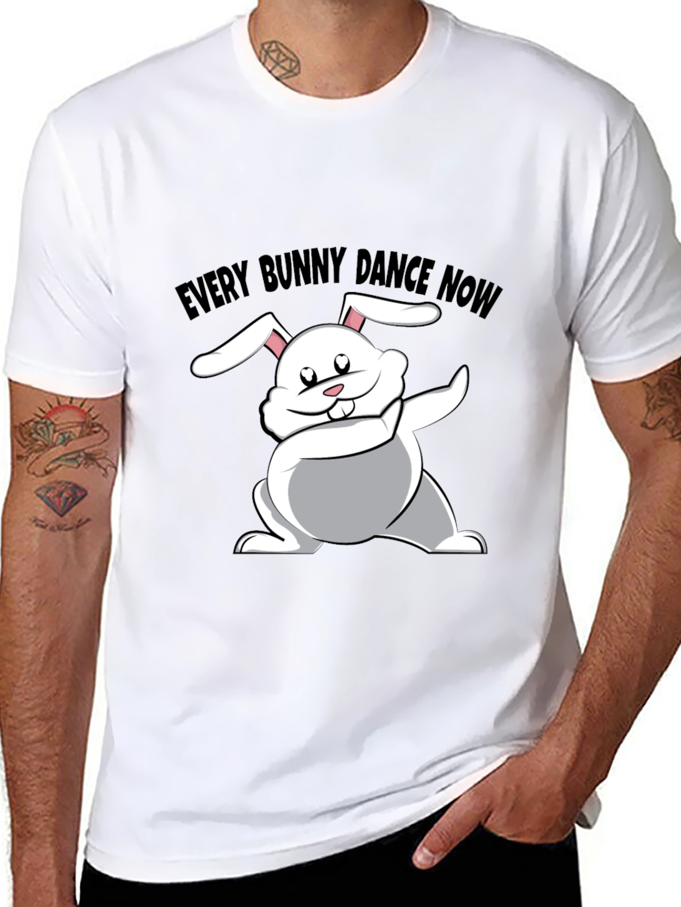 Black Every Bunny Dance Now Black T-Shirt view 8