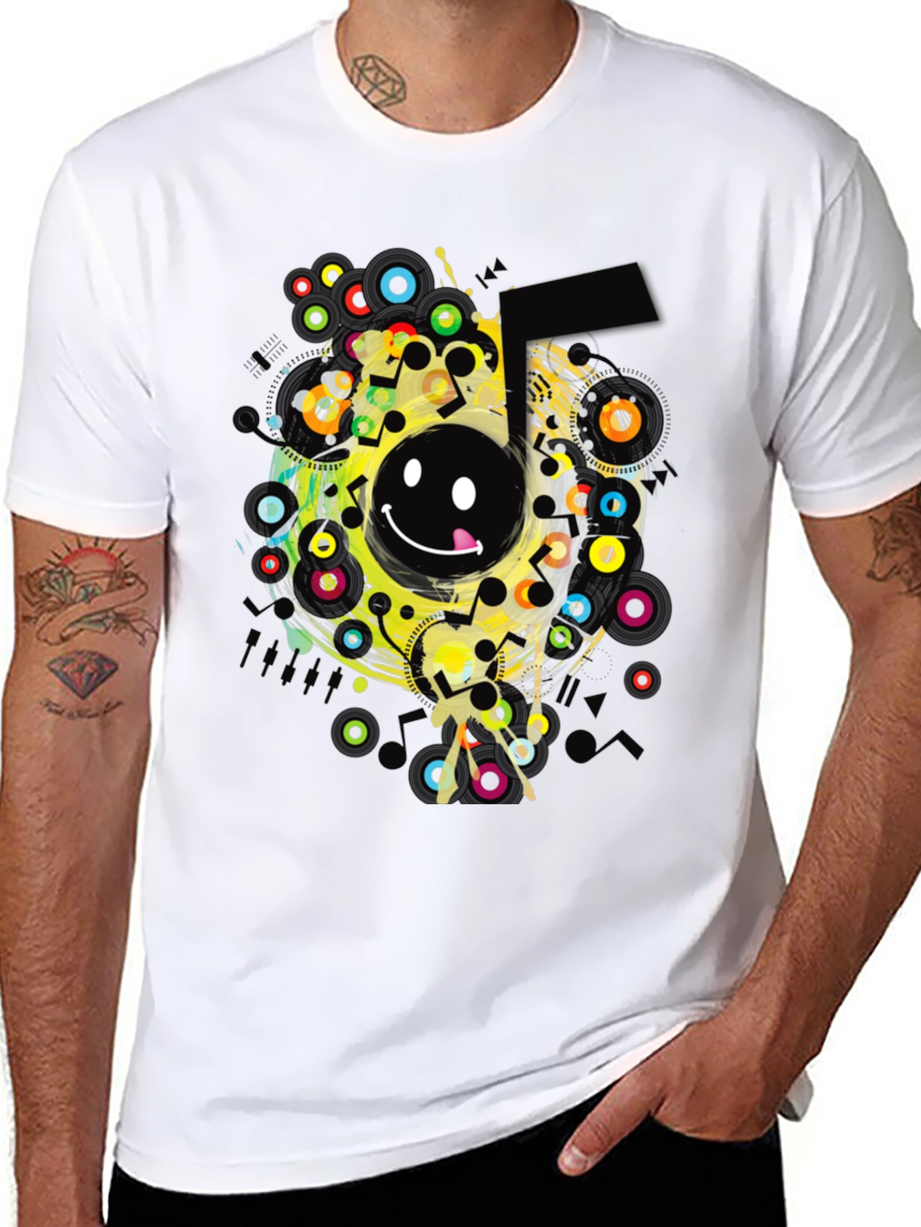 Black Smiley Face Graphic Print Black T-Shirt view 8