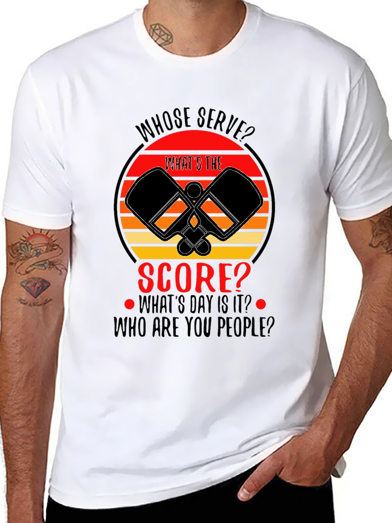 Black Pickleball T-Shirt - Whose Serve?  Funny Player Gift view 8