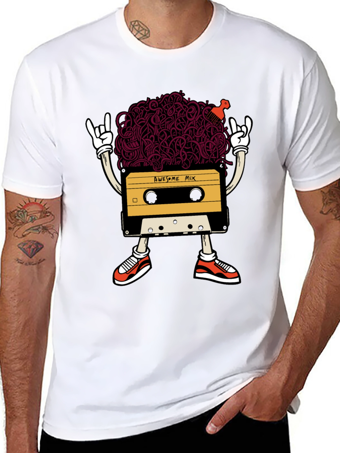 Black Awesome Mix Tape Graphic T-Shirt view 8