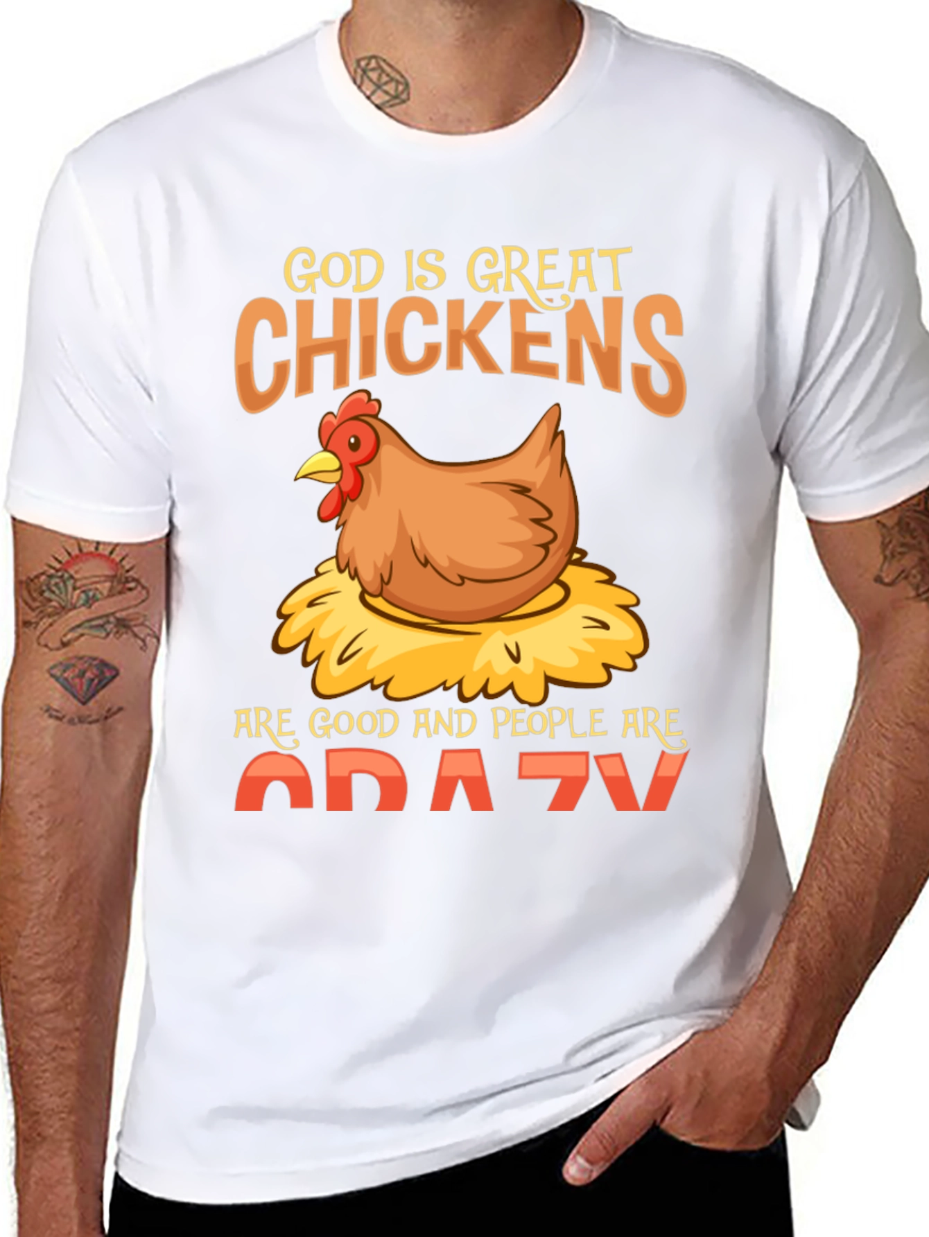 Black Funny Chicken Lover T-Shirt - God Is Great Chickens Are Good view 8