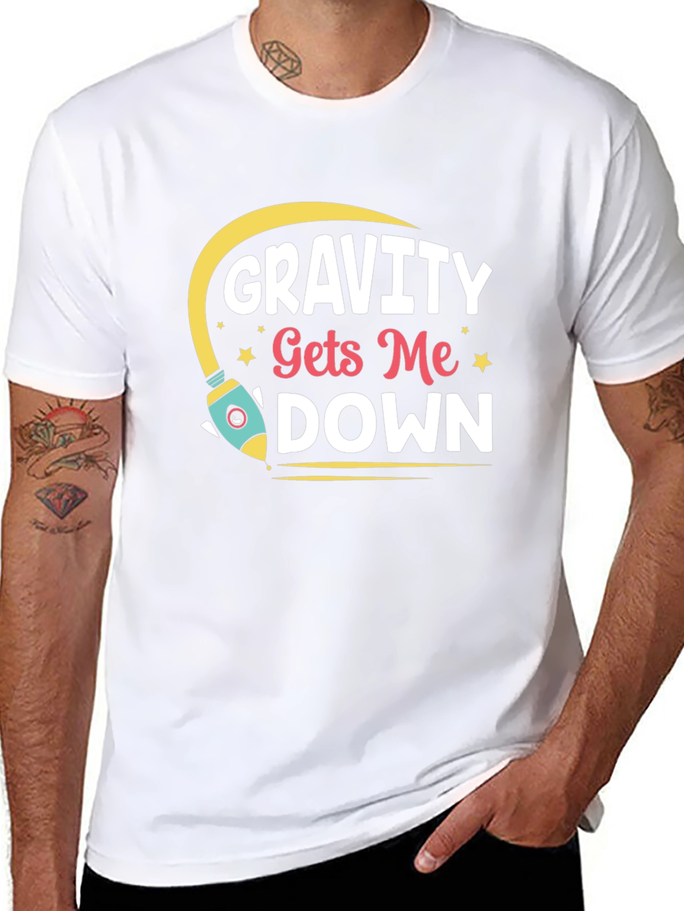 Black Gravity Gets Me Down Graphic T-Shirt view 8