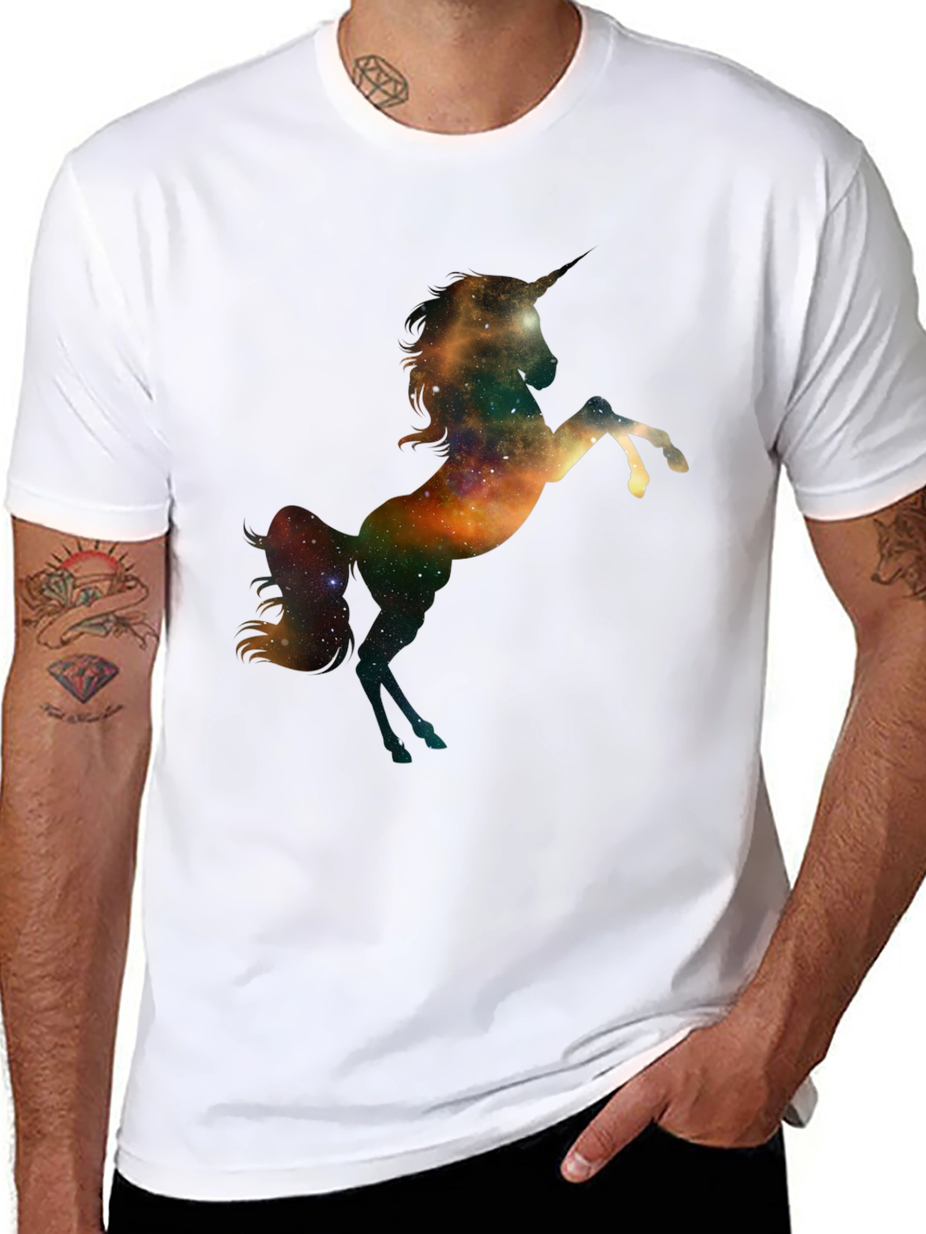 Black Galaxy Unicorn Black T-Shirt view 8