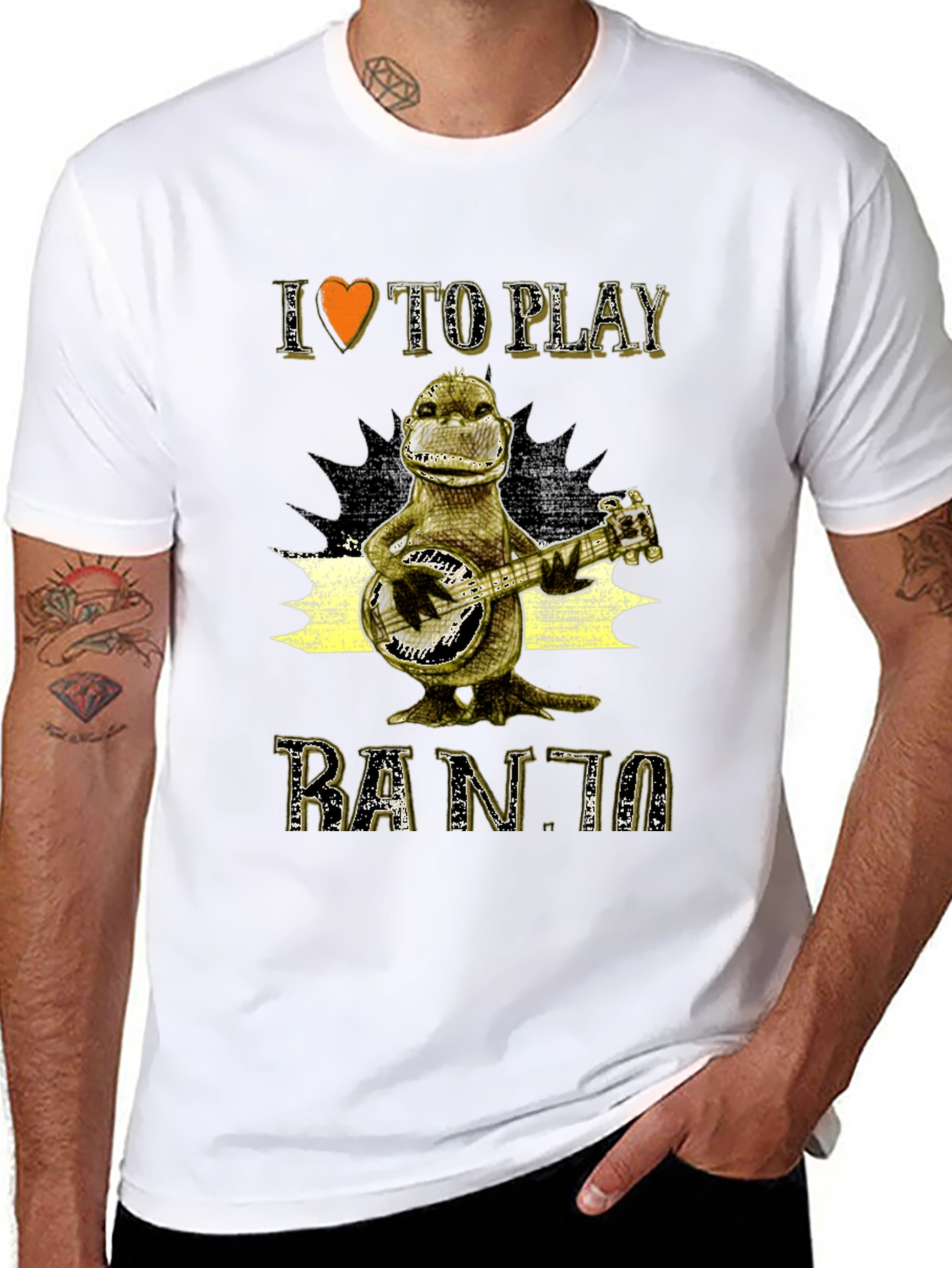 Black I Love To Play Banjo T-Shirt view 8
