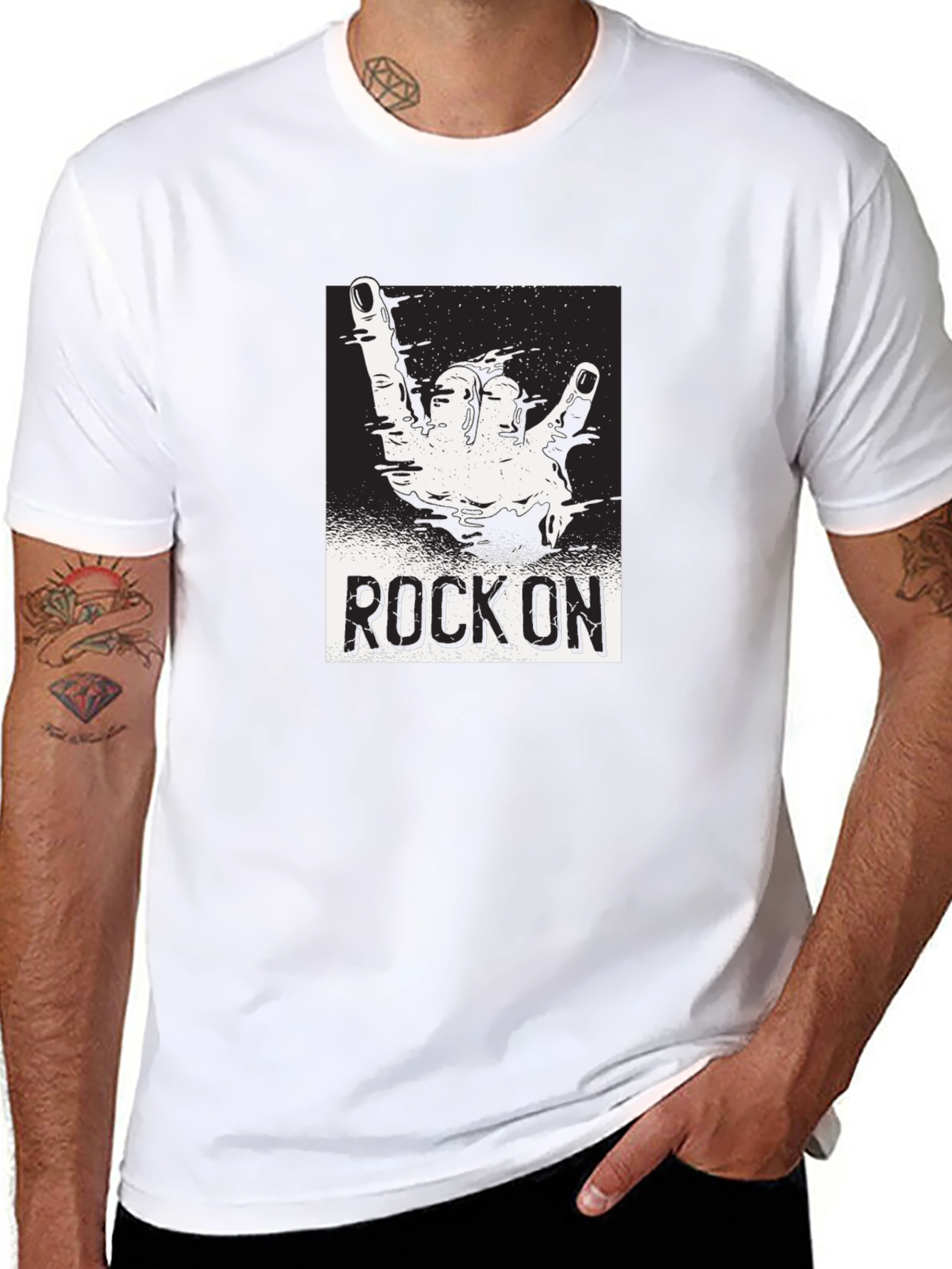 Black Rock On Graphic Black T-Shirt view 8
