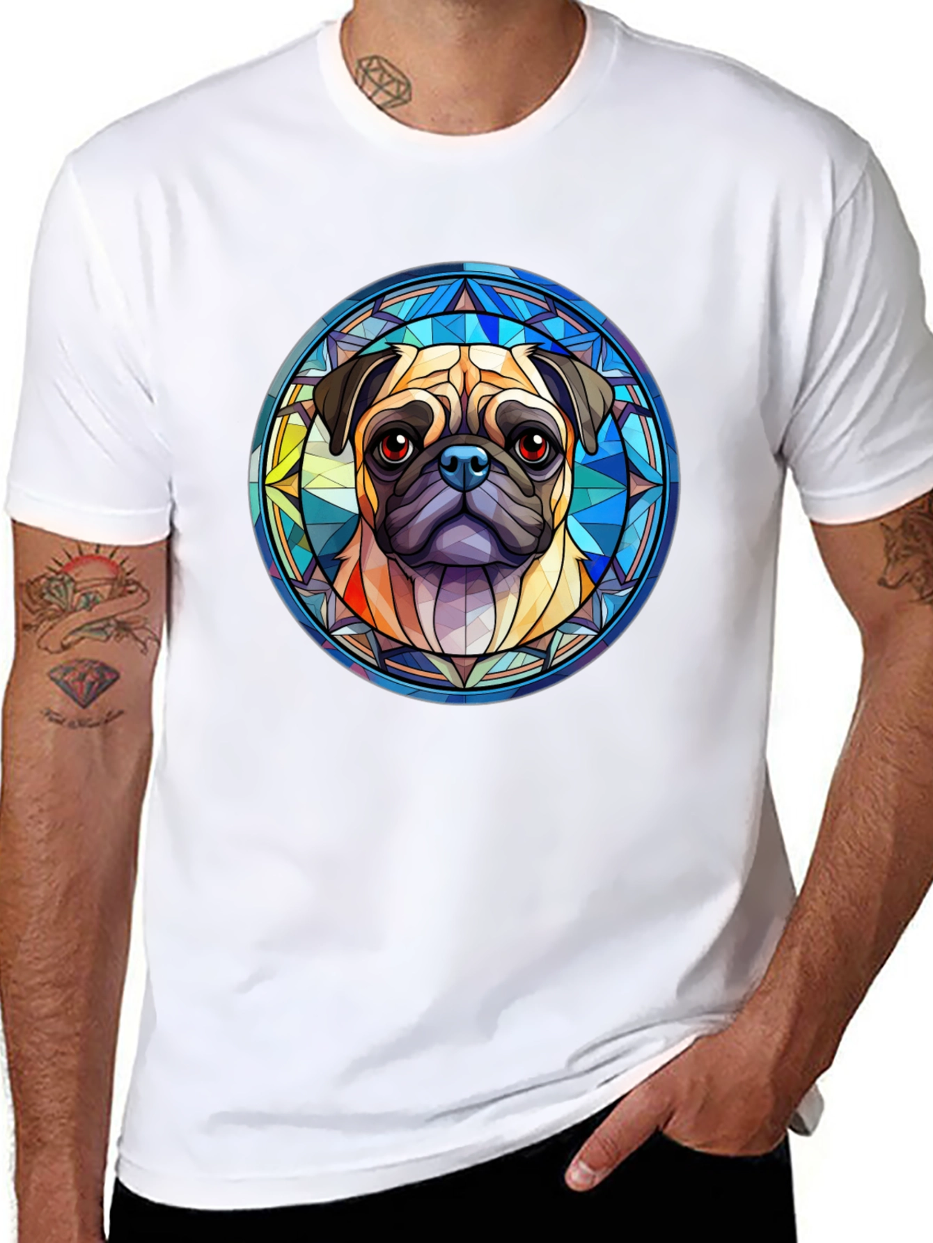 Black Pug Dog Graphic Black T-Shirt view 8