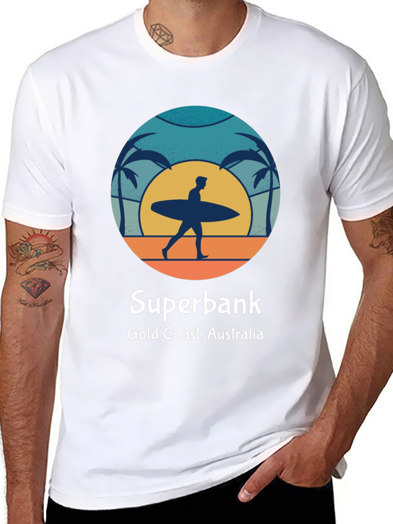 Black Superbank Gold Coast Surfer Graphic T-Shirt view 8