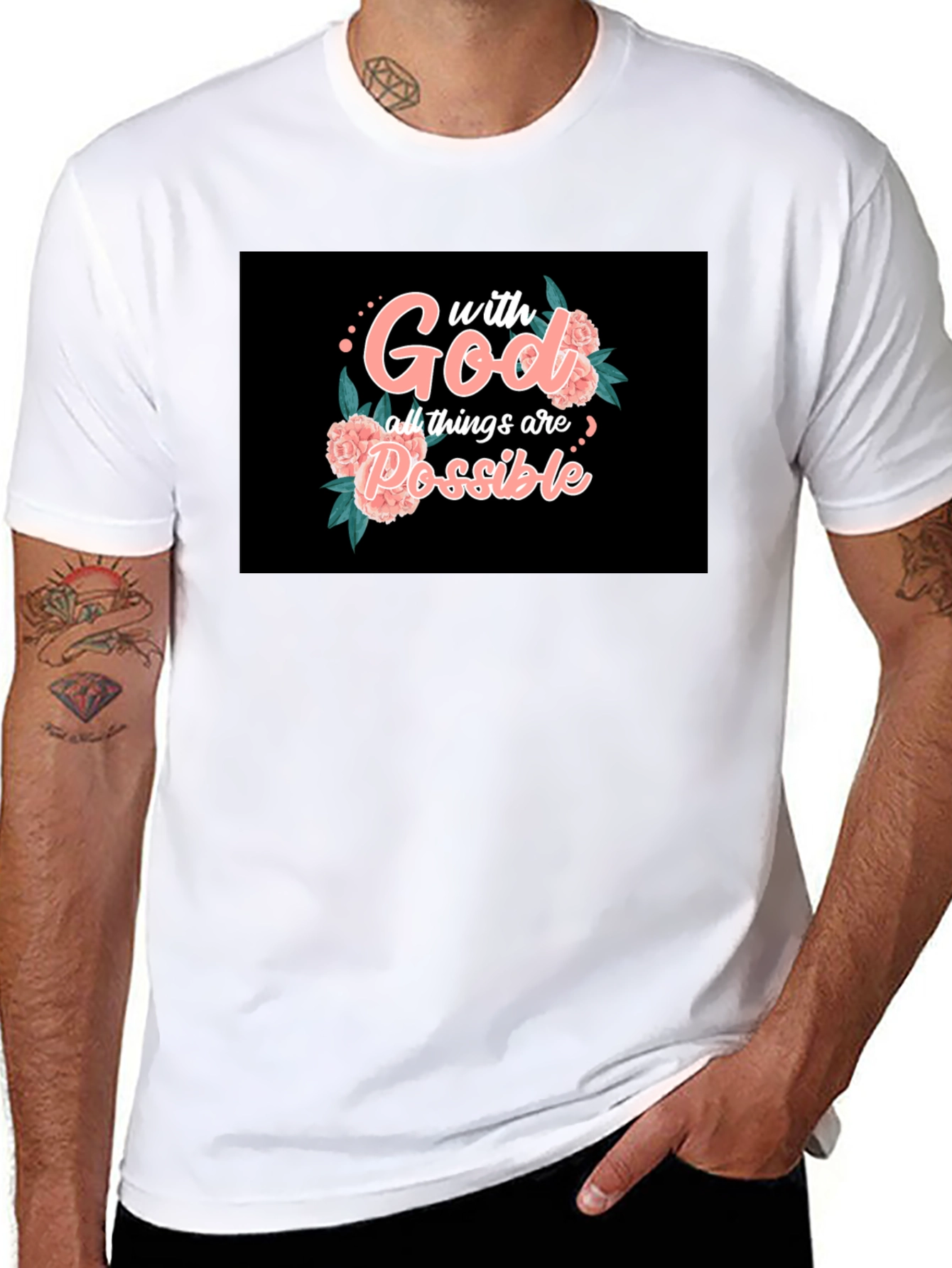 Black Faith T-Shirt: With God, All Things Are Possible  view 8