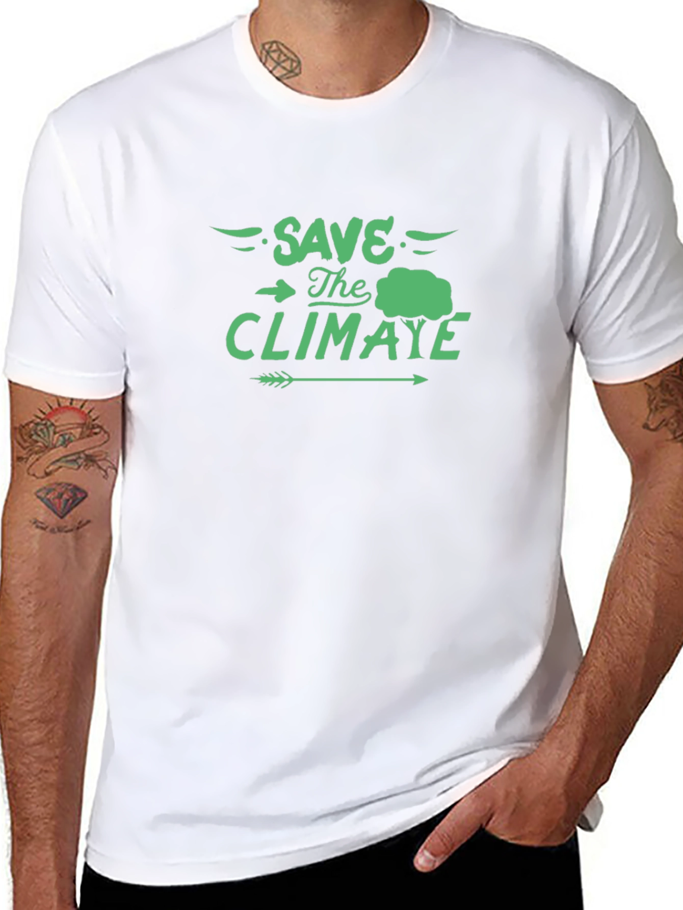 Black Save The Climate Black T-Shirt - Eco Friendly view 8
