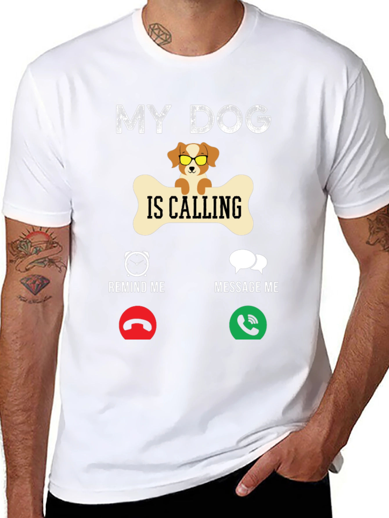 Black My Dog is Calling T-Shirt | Novelty Pet Lover Tee view 8