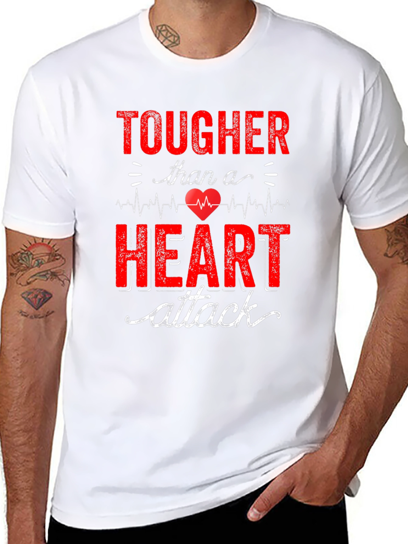 Black Tougher Than a Heart Attack Graphic Tee view 8