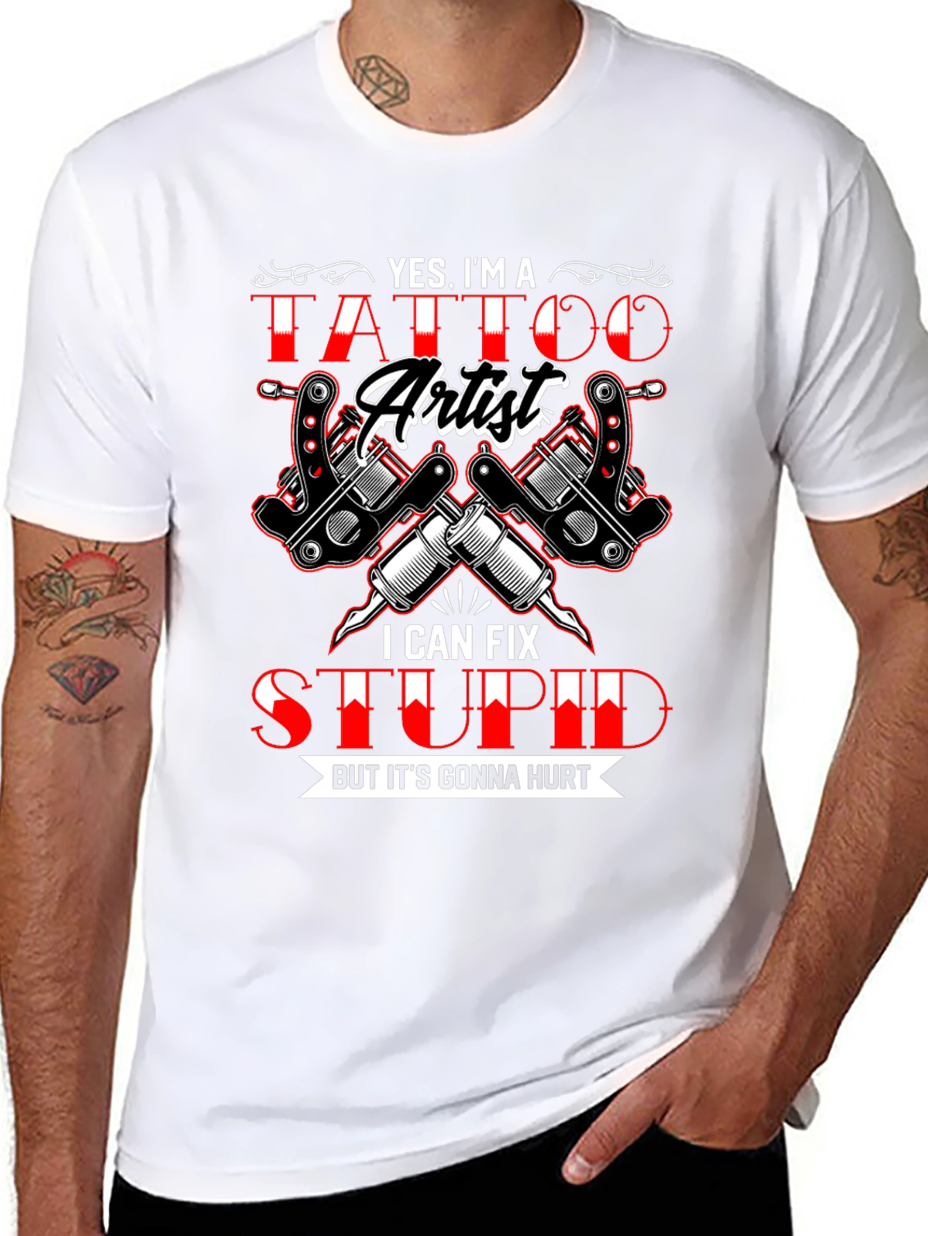 Black Tattoo Artist Humor Graphic T-Shirt view 8