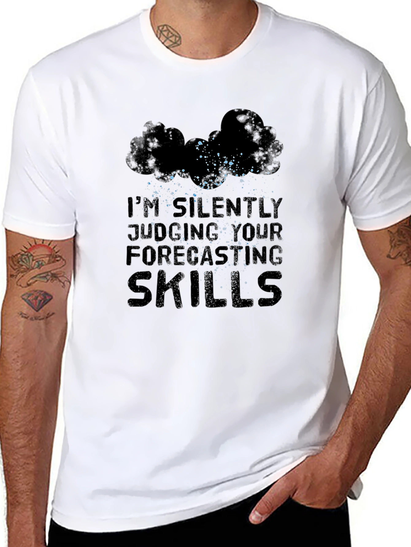 Black Humorous Weather Forecasting T-Shirt view 8