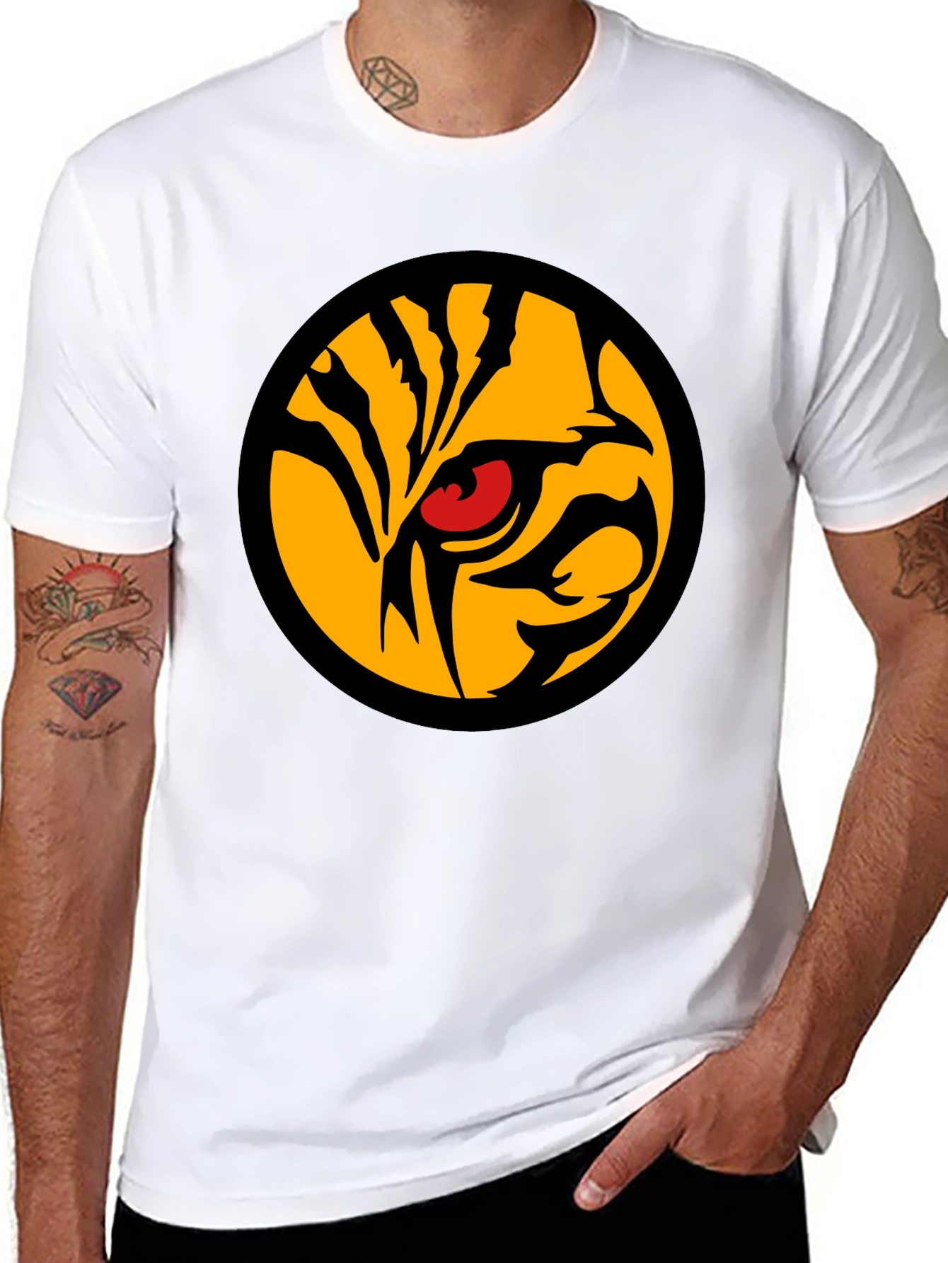 Black Tiger Eye Graphic Tee - Men's Black T-Shirt view 8