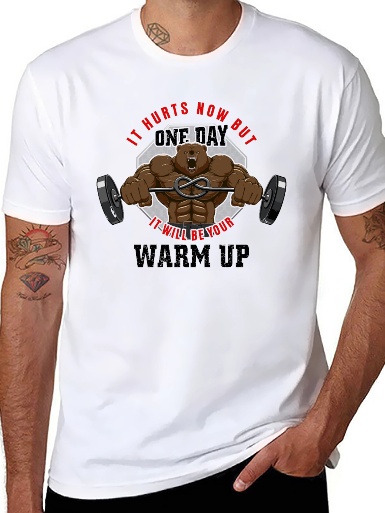 Black Workout Bear T-Shirt - Motivational Fitness Tee view 8
