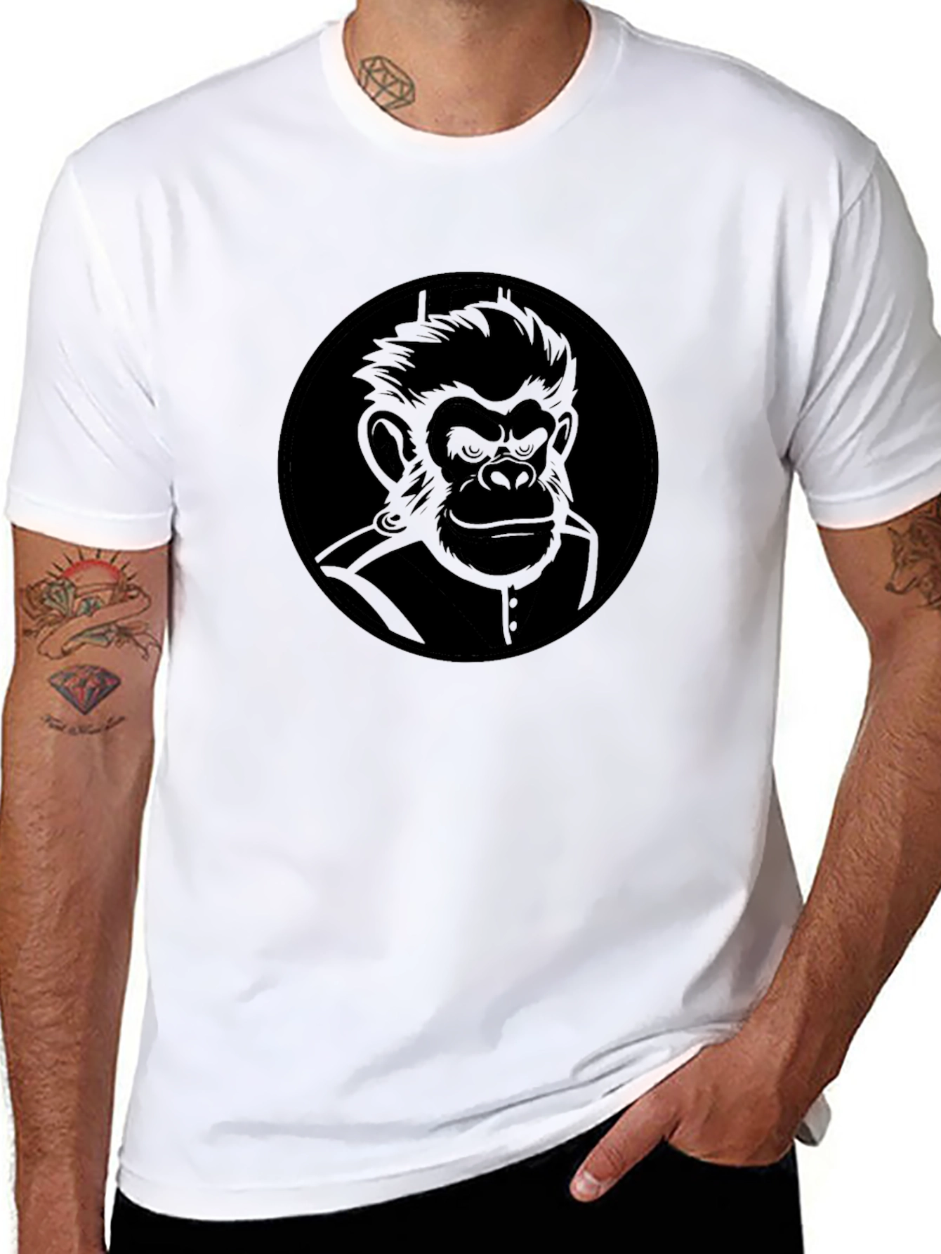 Black Bold Ape Graphic Tee - Black Crew Neck Shirt view 8