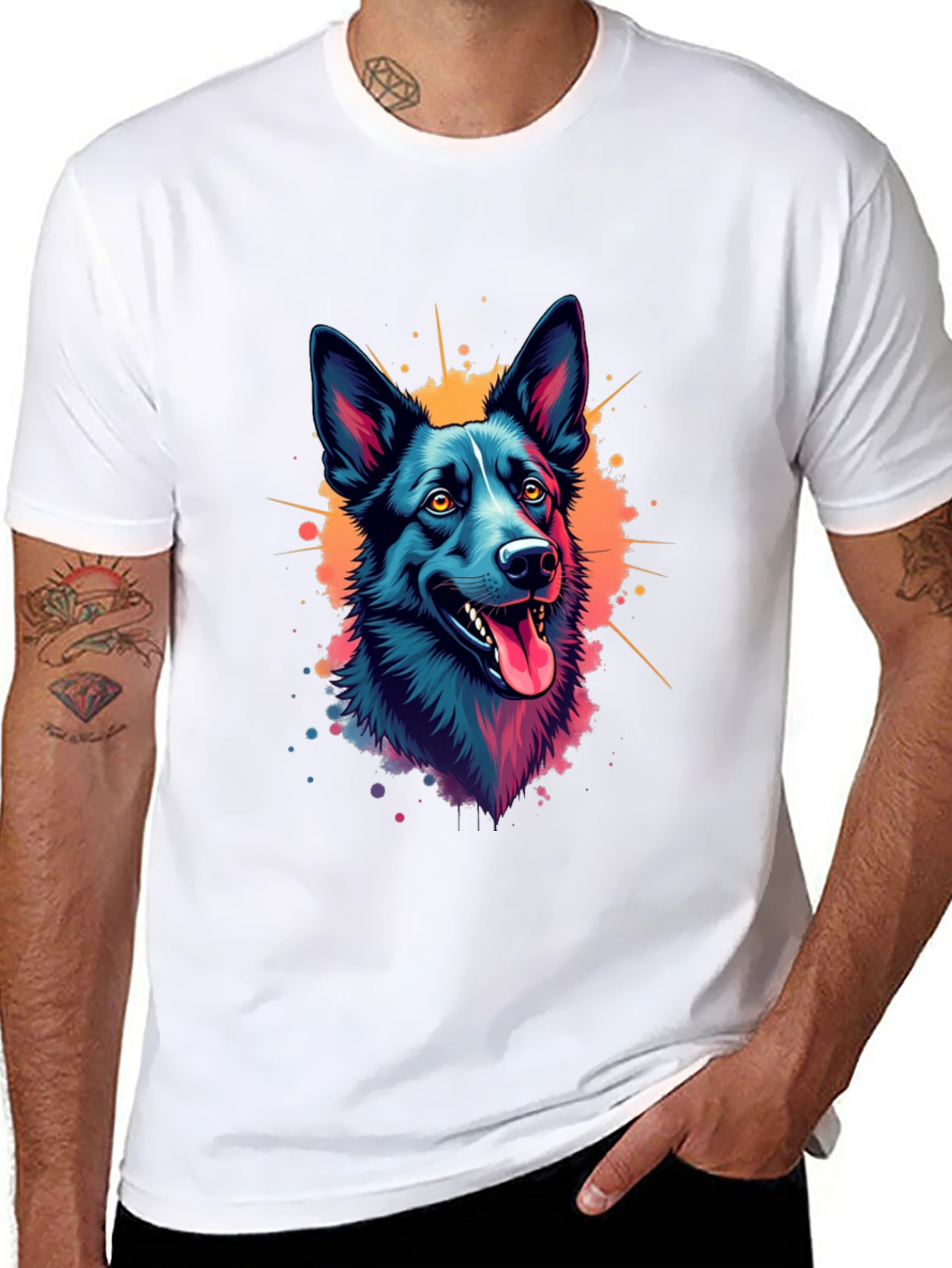 Black Vibrant Dog Graphic T-Shirt - Black view 8