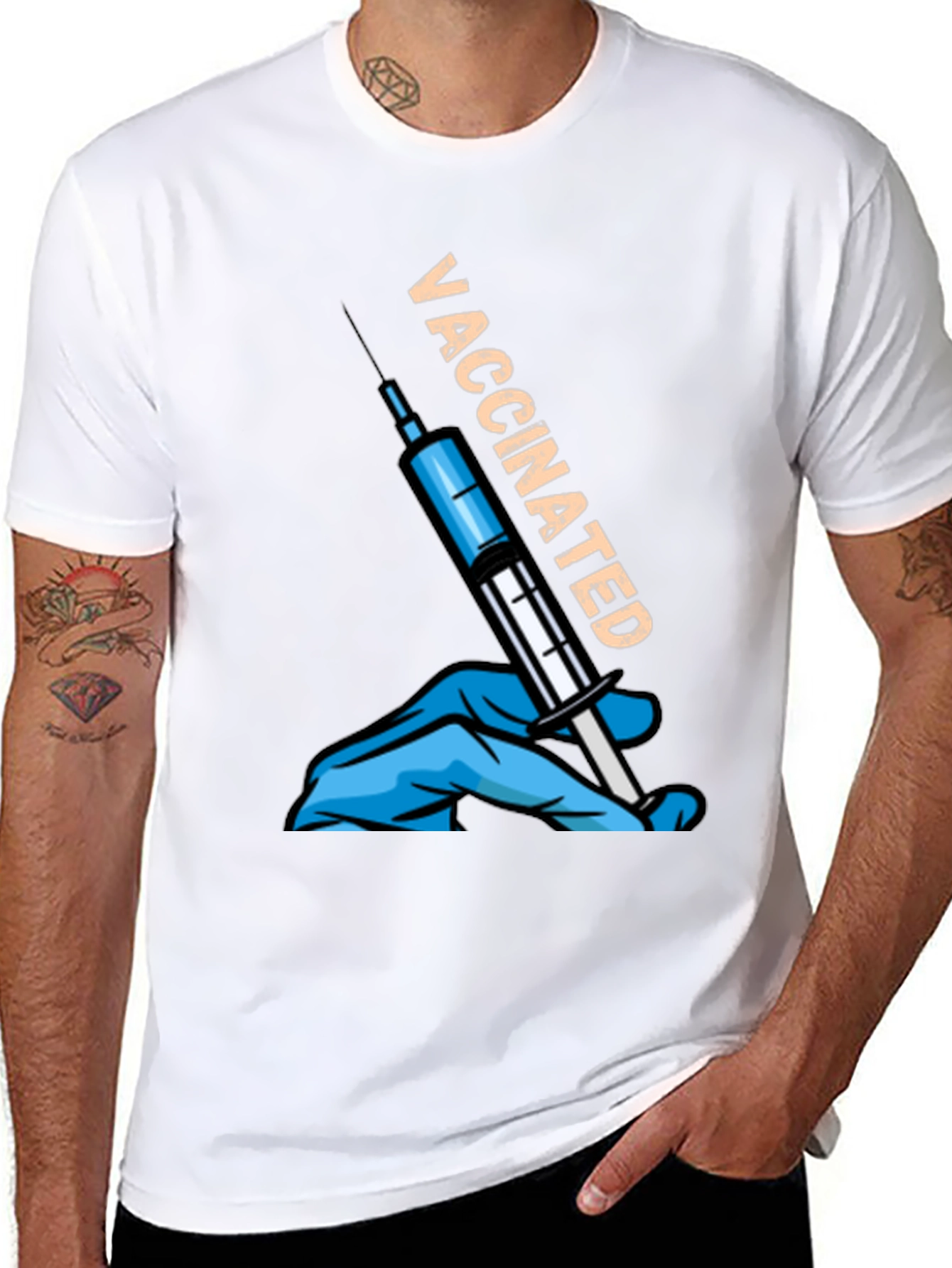 Black Vaccinated T-Shirt - Pro Vaccine Statement Tee view 8